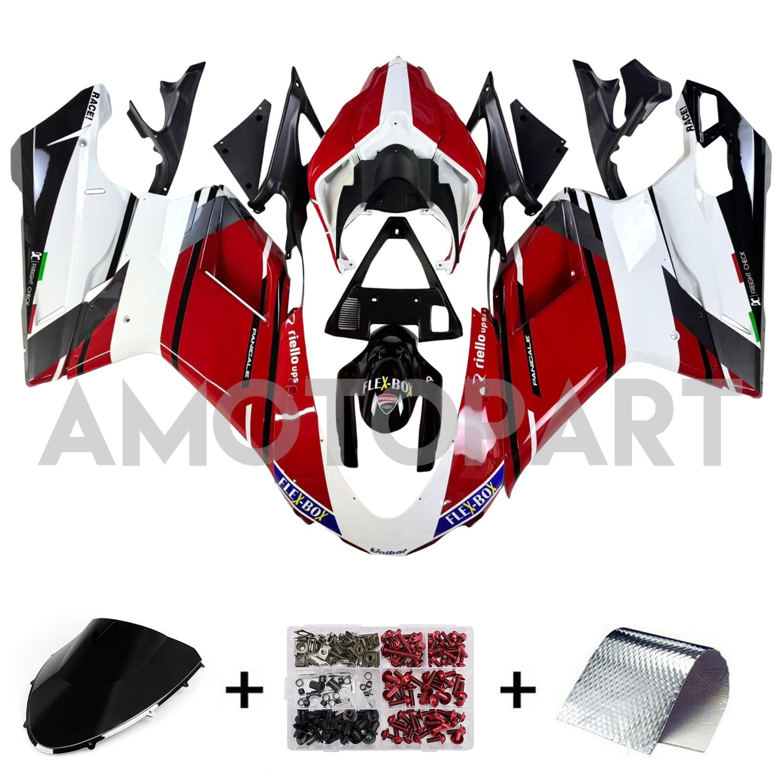 Amotopart All Years Ducati 1098/1198/848 Black Red Fairing Kit
