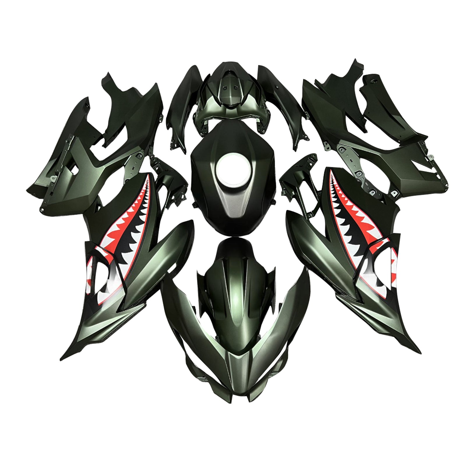 Amotopart 2018-2024 Kawasaki EX400 Ninja400 Matte Green Fairing Kit