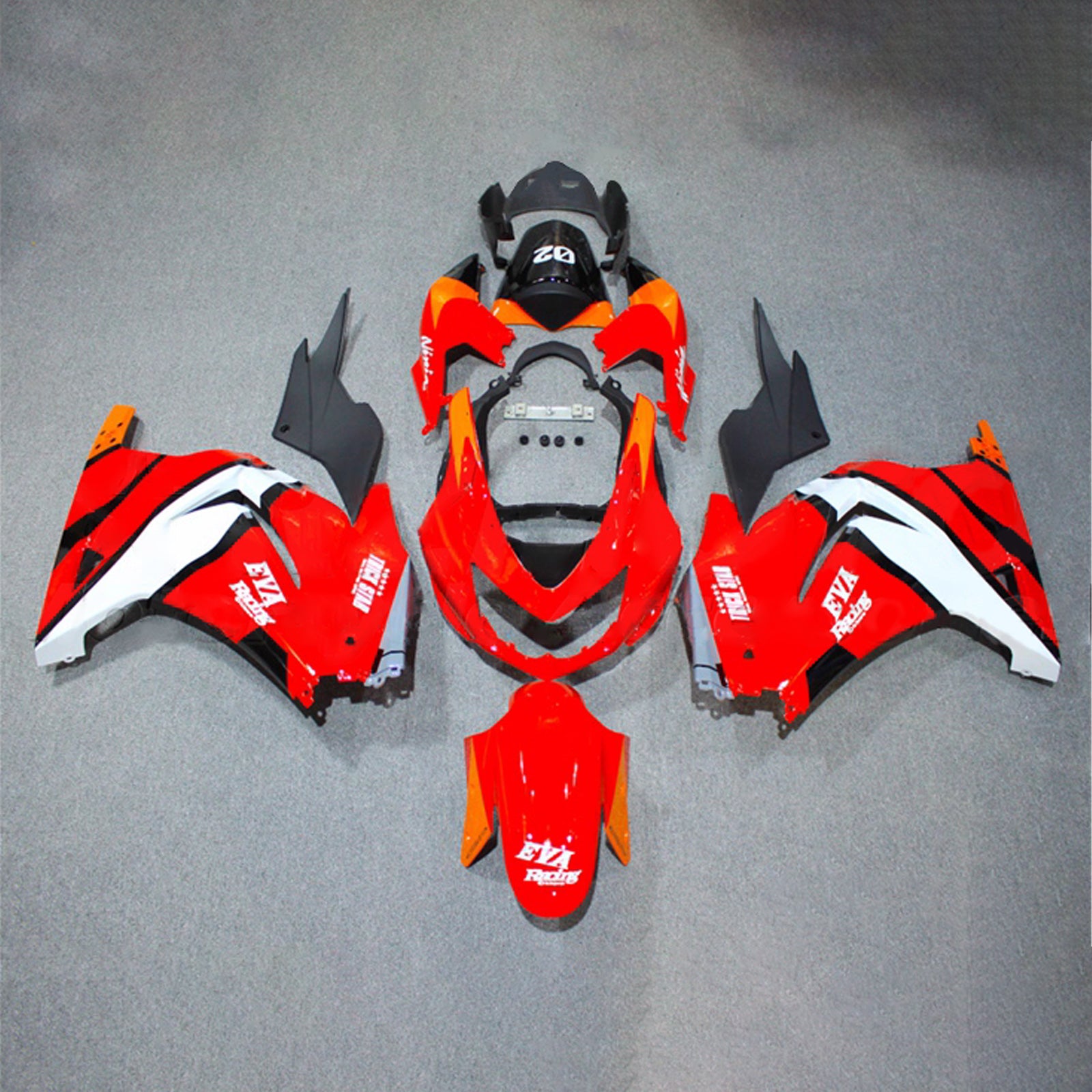 Amotopart 2008-2012 Kawasaki EX250/Ninja250R Red White Black Orange Fairing Kit
