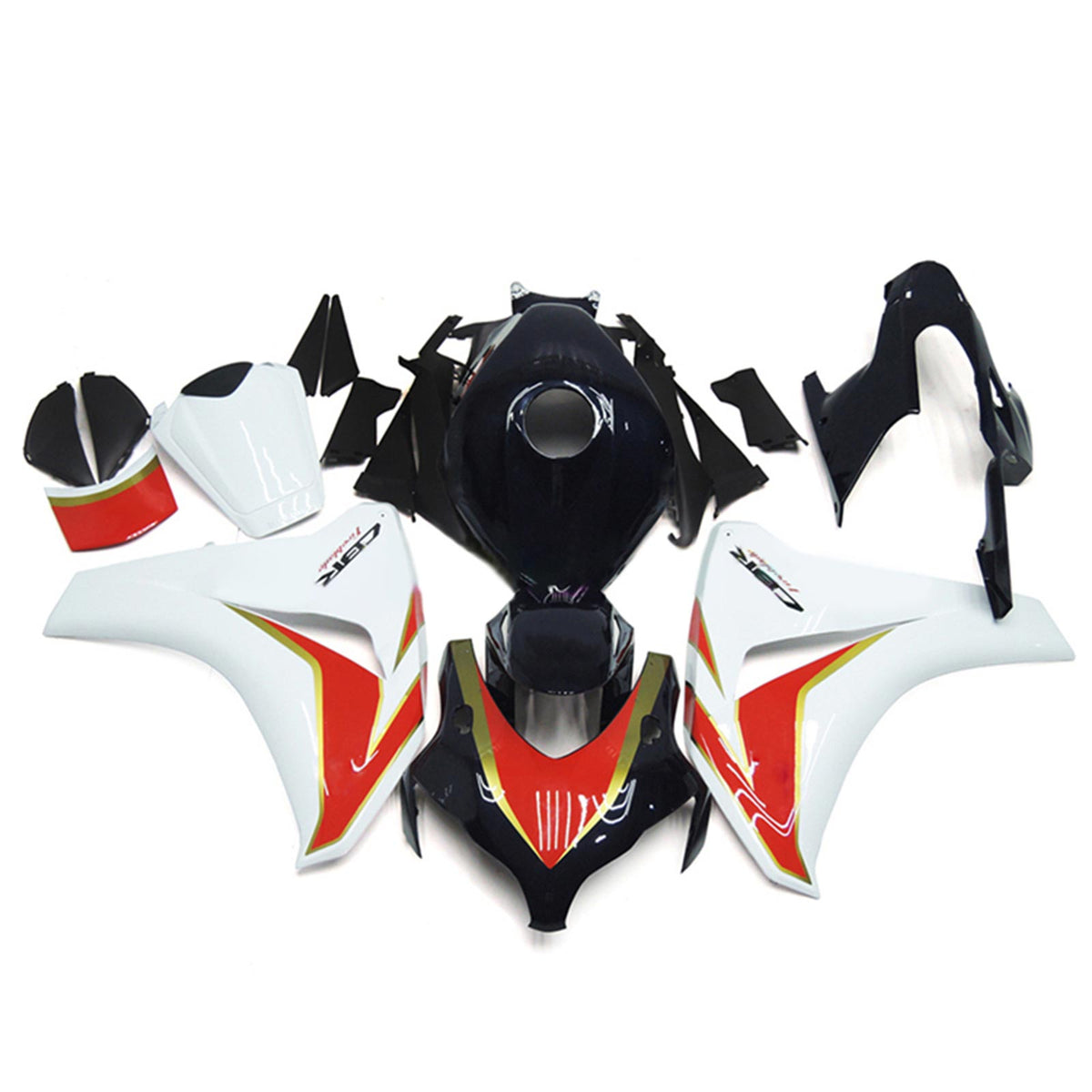 Amotopart 2008-2011 Honda CBR1000RR Kit de carenado blanco y rojo Style1