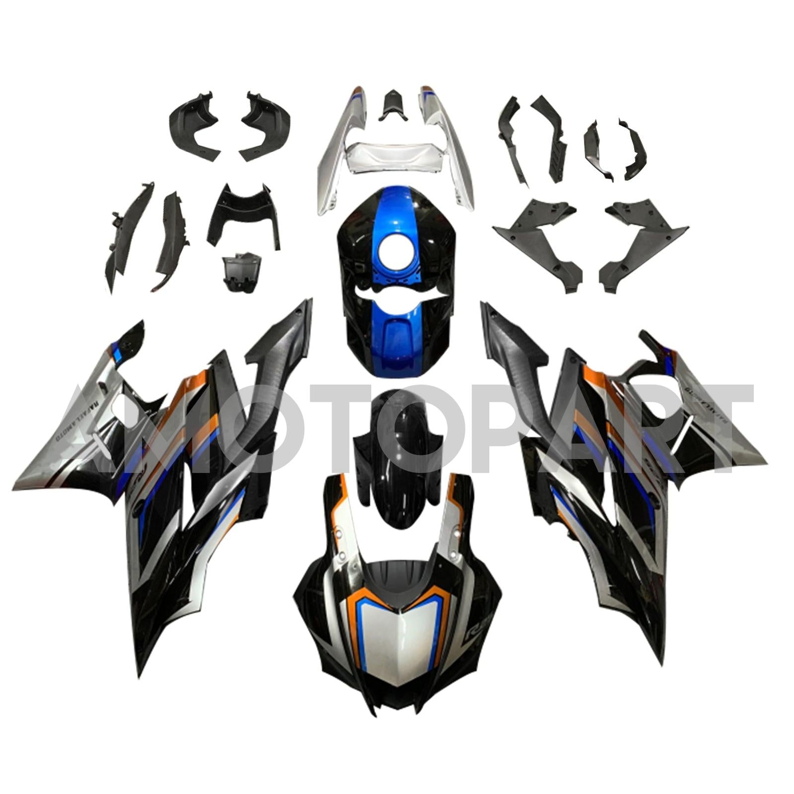 Amotopart 2022-2024 Yamaha YZF-R3 R25 Black & Grey Fairing Kit