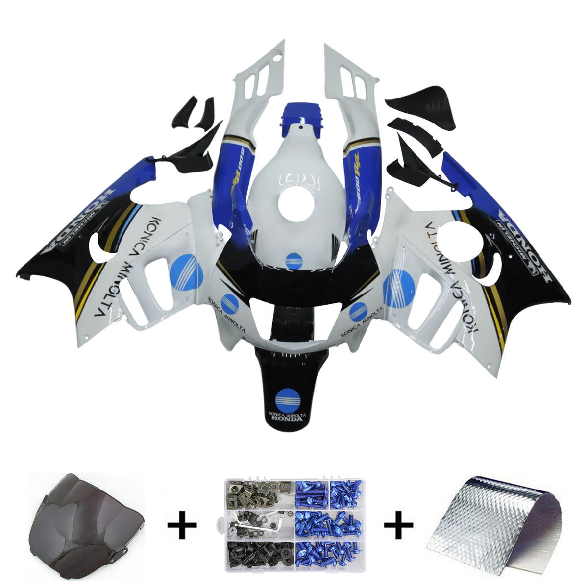 Amotopart 1995-1996 Honda CBR600 F3 Kit de carenado negro azul blanco brillante