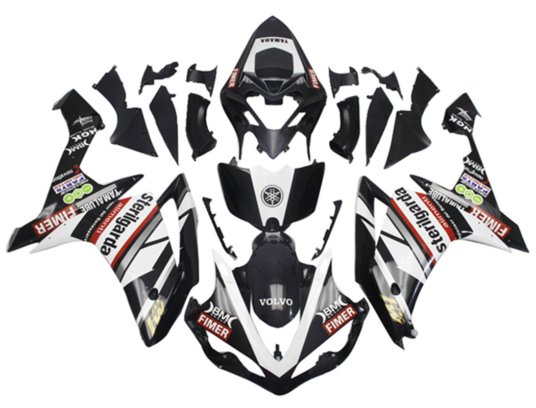 Amotopart Yamaha YZF 1000 R1 2007-2008 Black with Brand Logo Fairing Kit