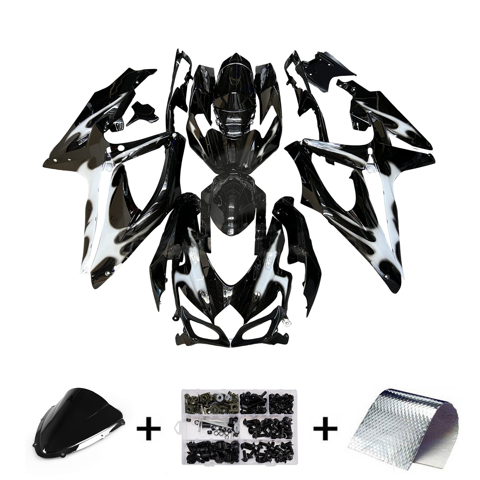 Amotopart 2008-2010 Suzuki GSXR 600/750 White Black Dehnung Kit