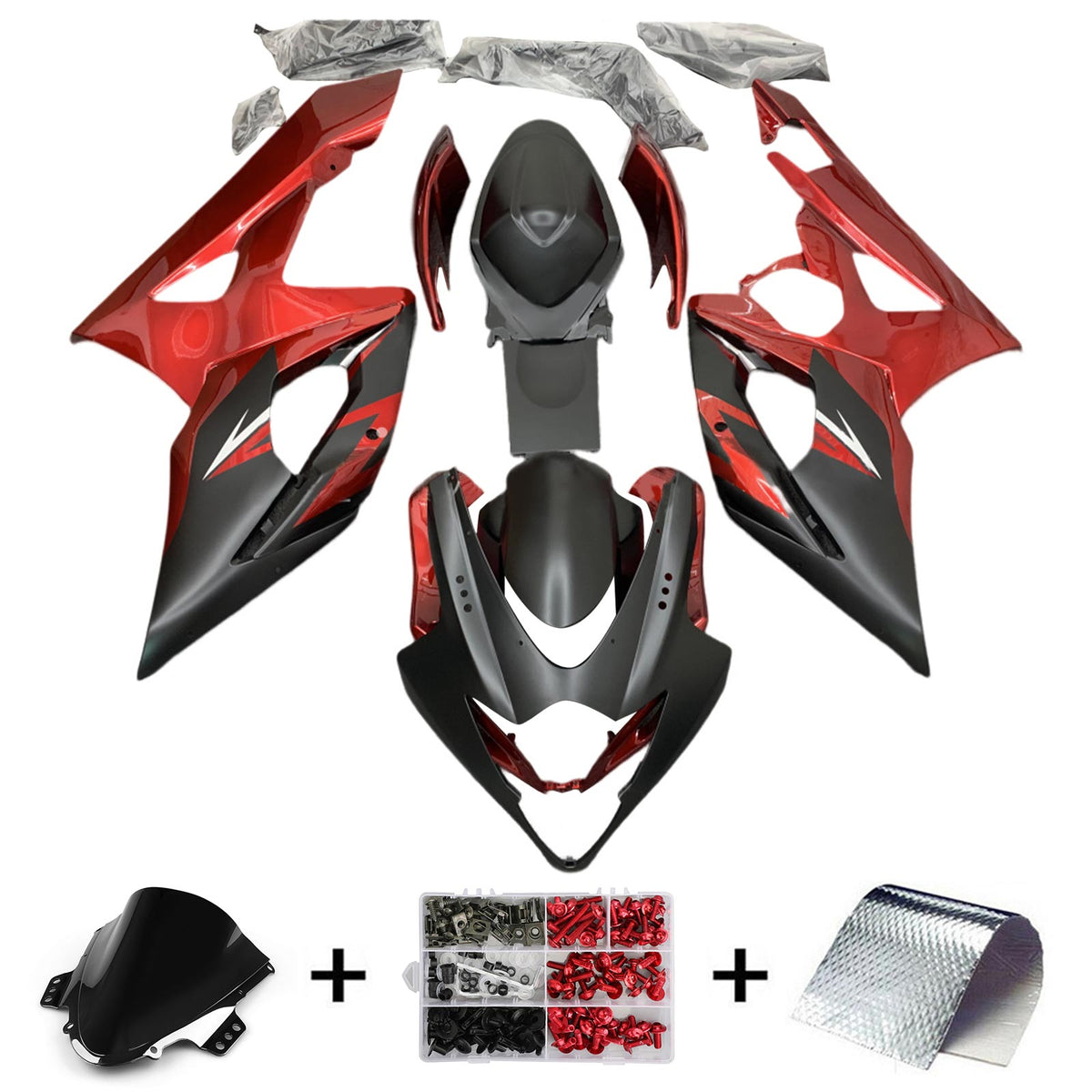 Amotopart 2005-2006 Suzuki GSXR1000 K5 Red&Black Fairing Kit