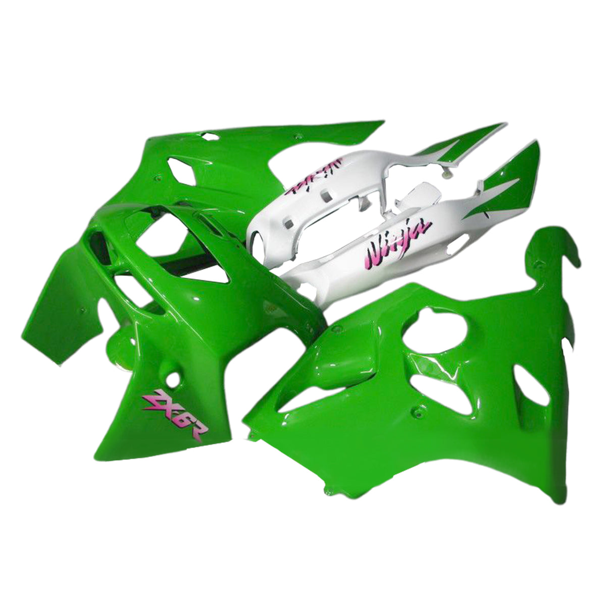 Amotopart 1994-1997 Kit carena Kawasaki ZX-6R verde argento bianco