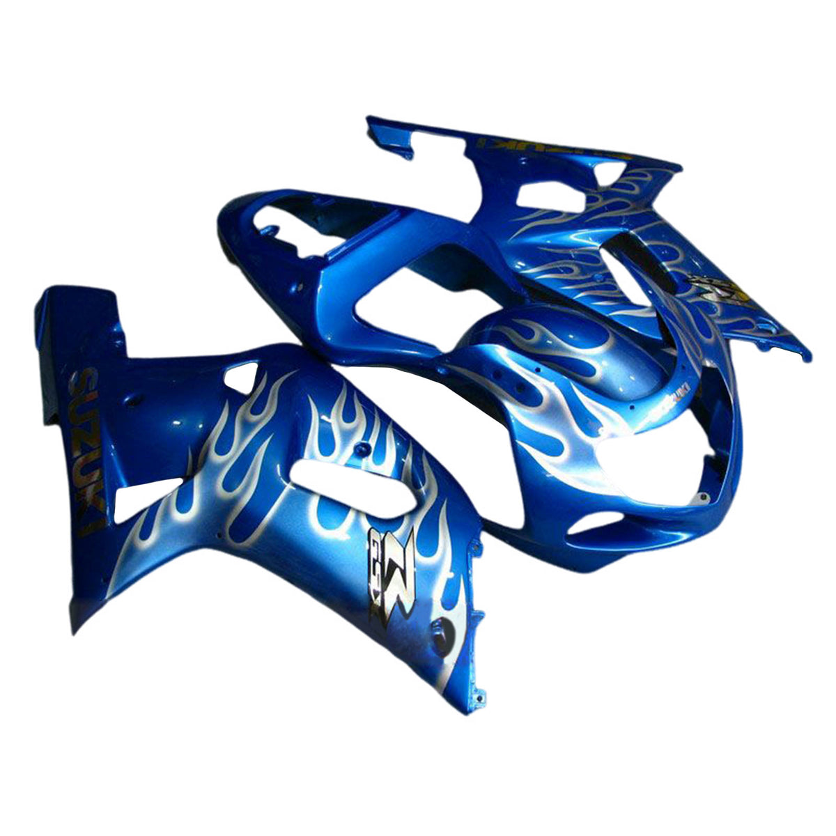 Amotopart 2001-2003 GSXR600 2000-2003 GSXR750 K1 Suzuki Blue with Flame Fairing Kit