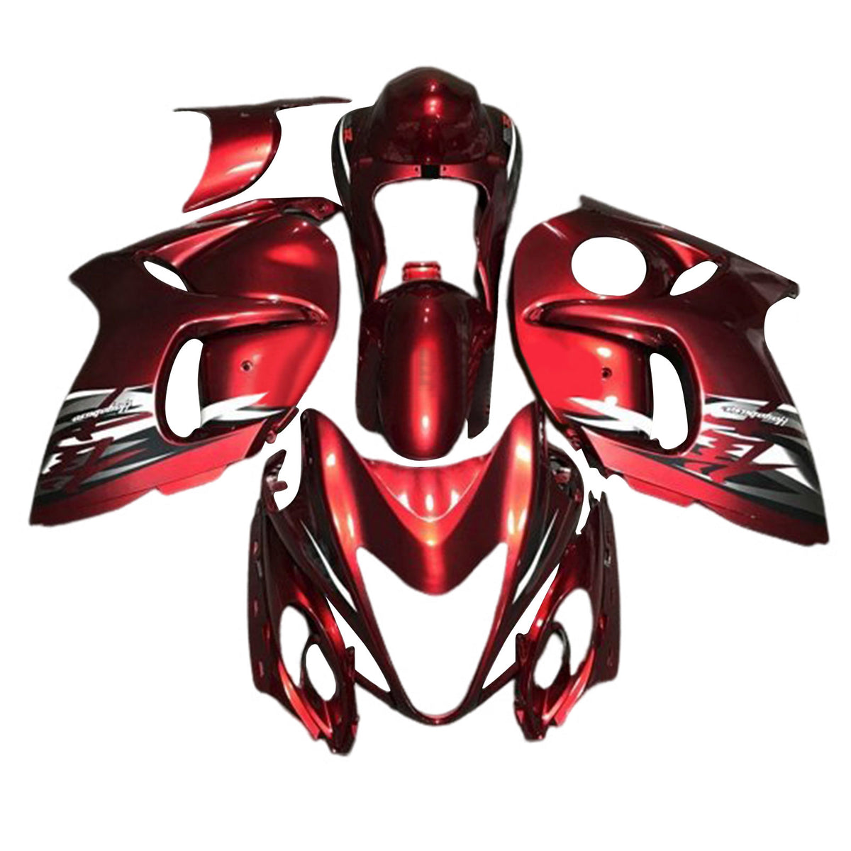 Amotopart 2008-2020 GSX1300R Hayabusa Suzuki Kit de carénage rouge foncé