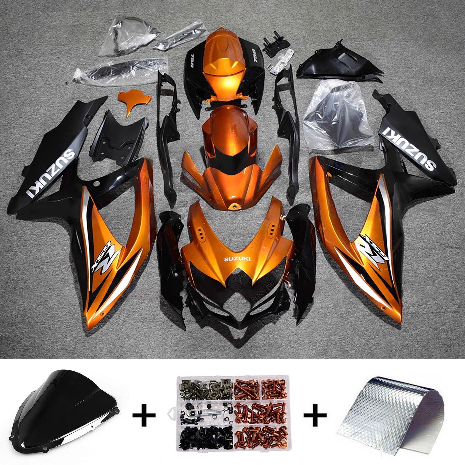 Amotopart 2008-2010 Suzuki GSXR 600/750 Orange Black White Fairing Kit