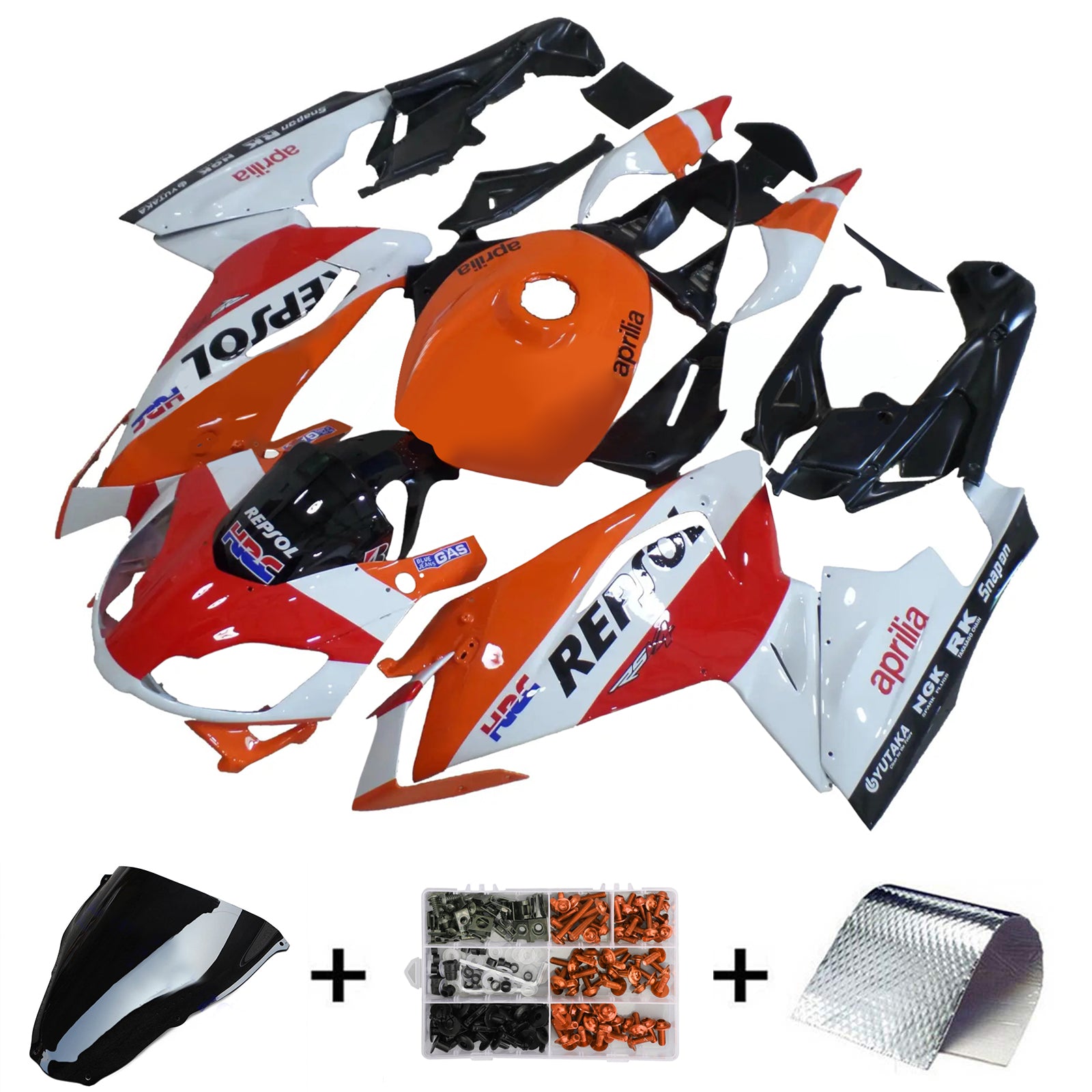 Amotopart 2006-2011 Aprilia RS125 Orange White Fairing Kit