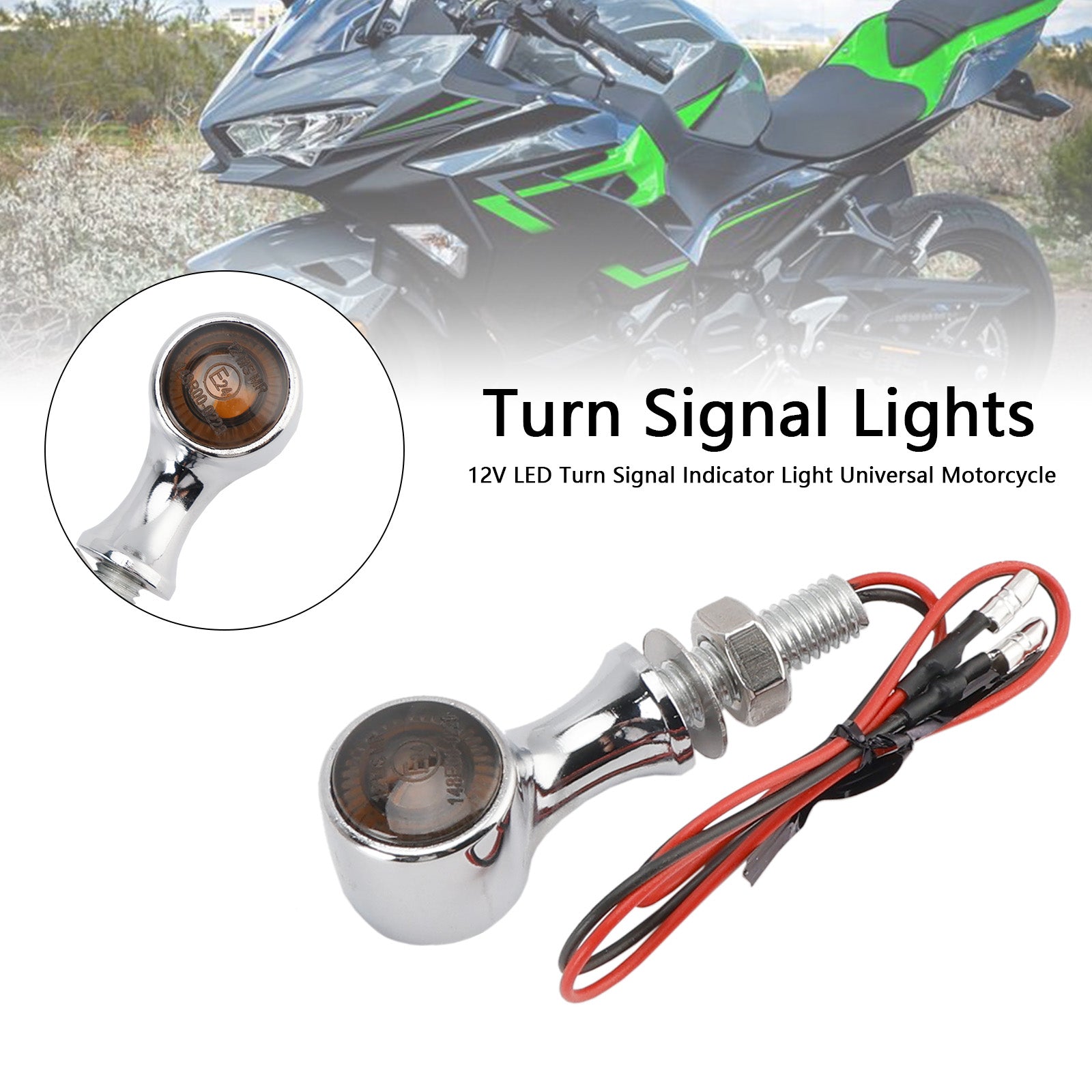 Universal Motorcycle 12V LED Turn Signal Indicator Light 8mm