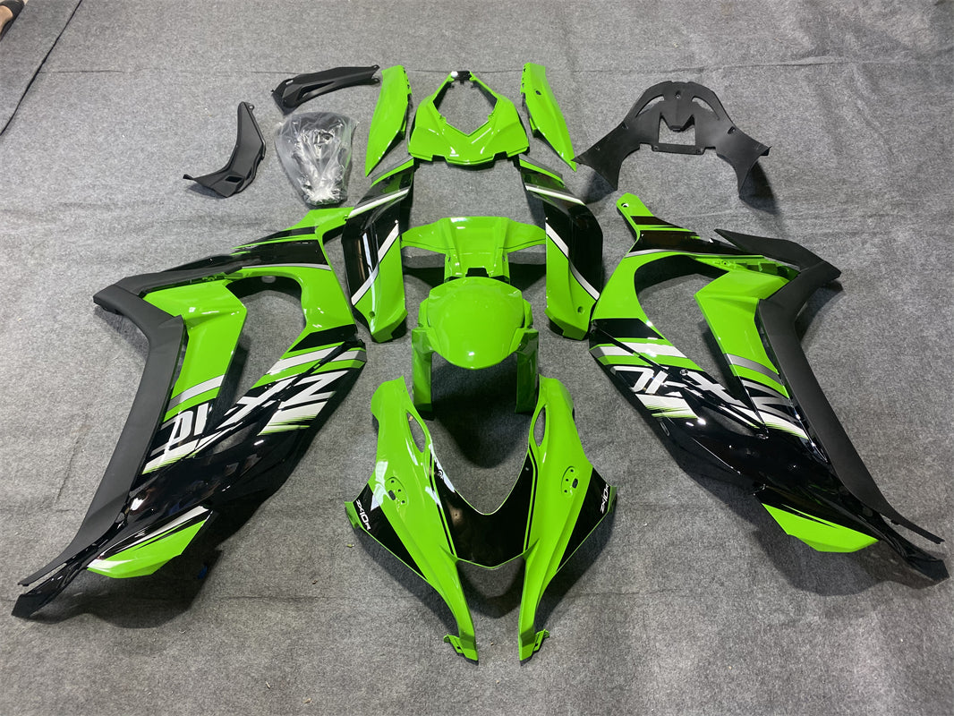 Kit de carénage Amotopart Kawasaki ZX10R 2016-2020 noir et vert Style2