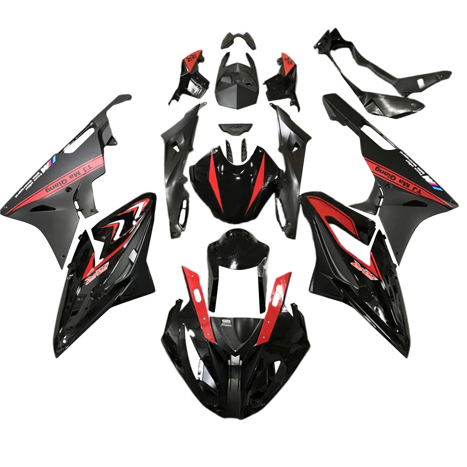 Kit de carénage Amotopart BMW S1000RR 2015-2016 rouge et noir Style4