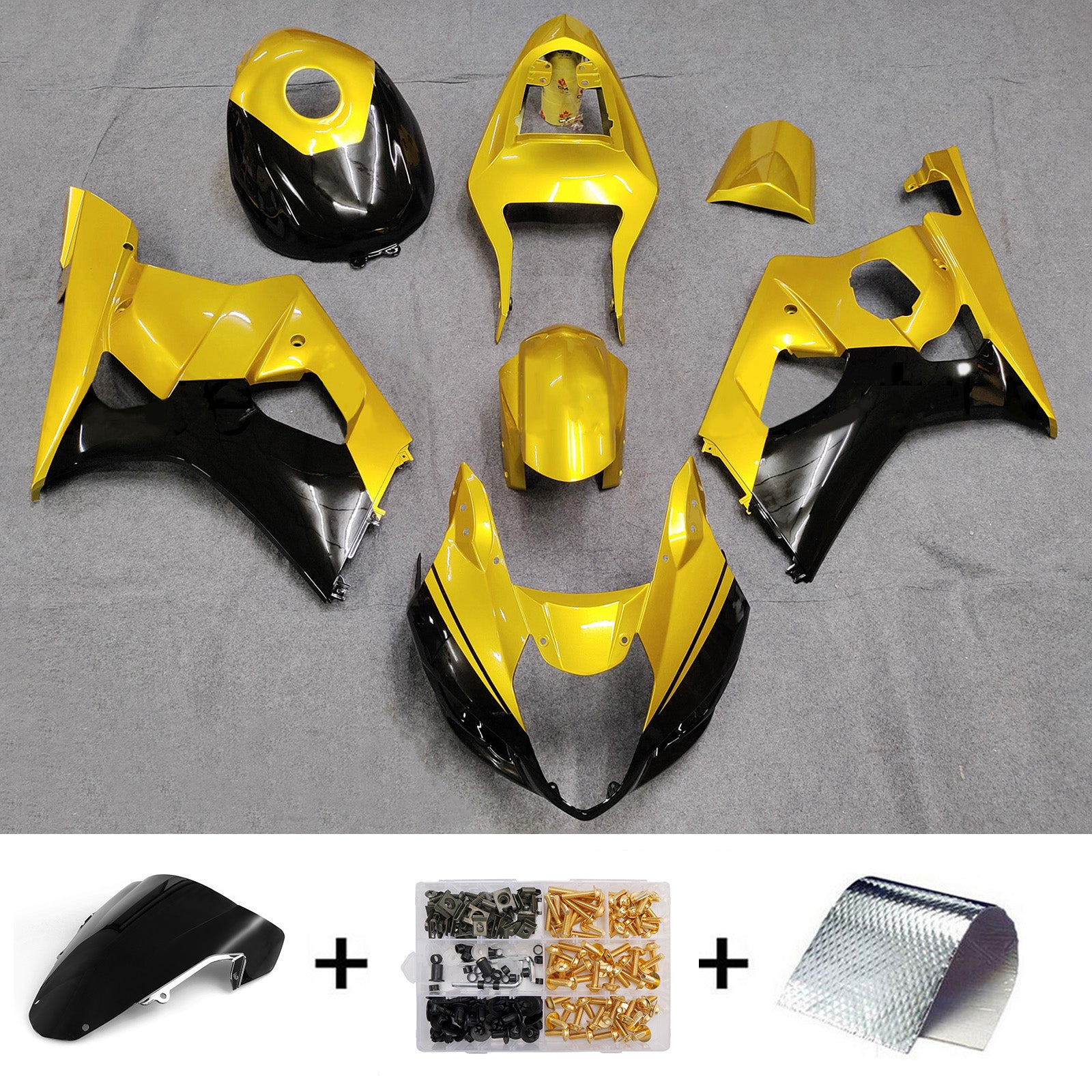 Amotopart 2003-2004 Suzuki GSXR1000 Gold Black Fairing Kit