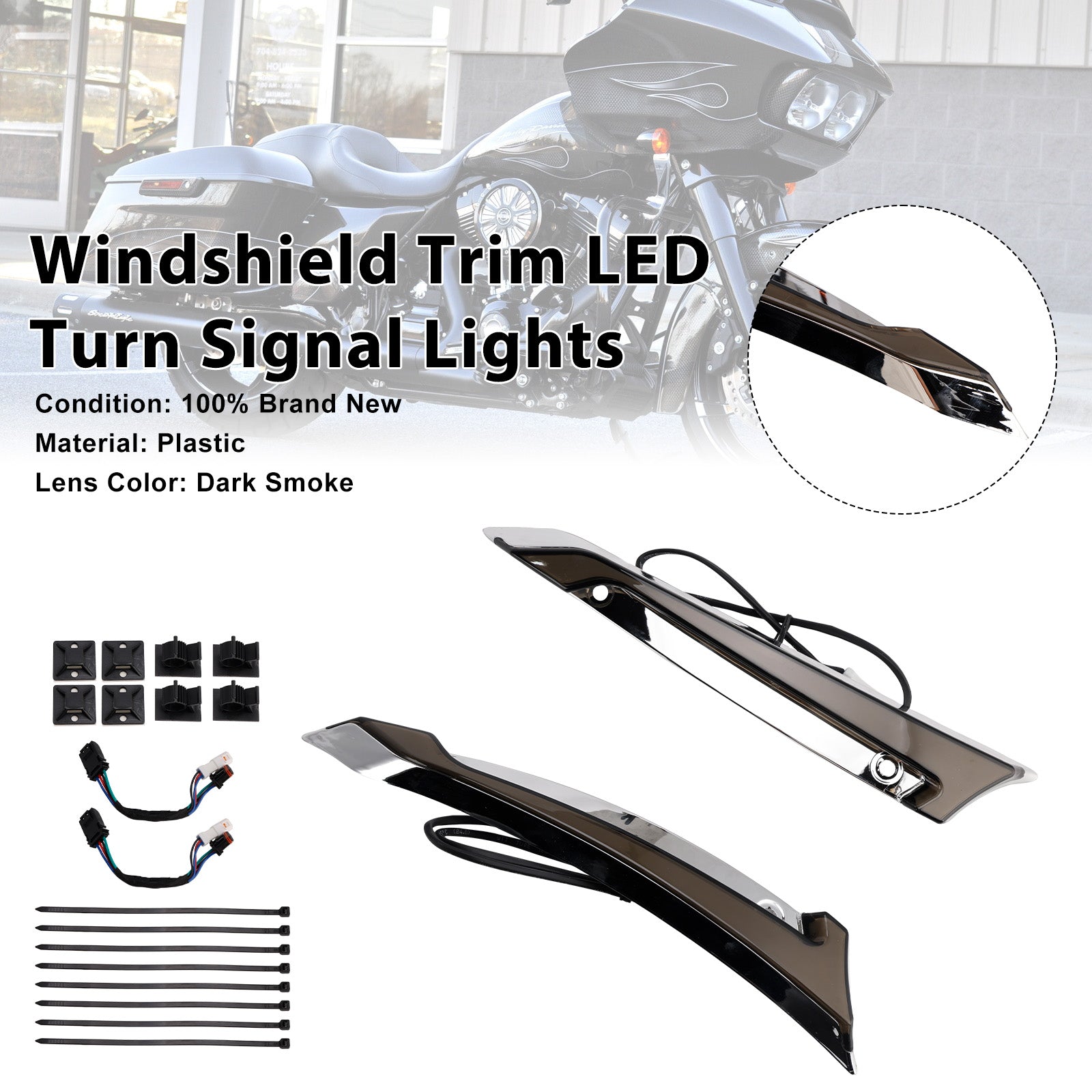 2014-2023 Touring Road Glide Windshield Trim LED Turn Signal Lights