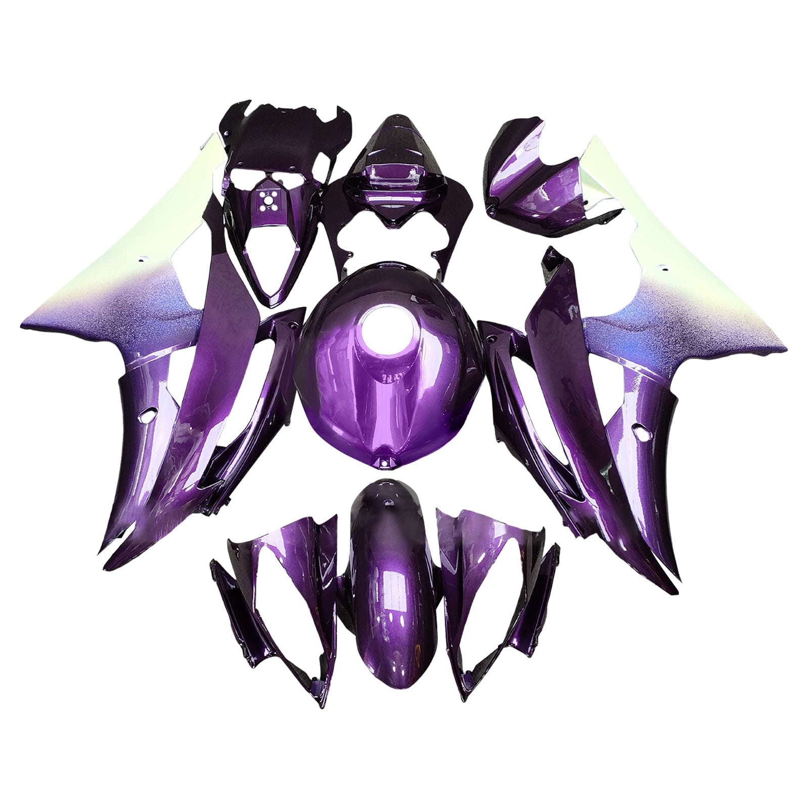 Amotopart 2008-2016 Yamaha YZF-R6 Purple White Fairing Kit