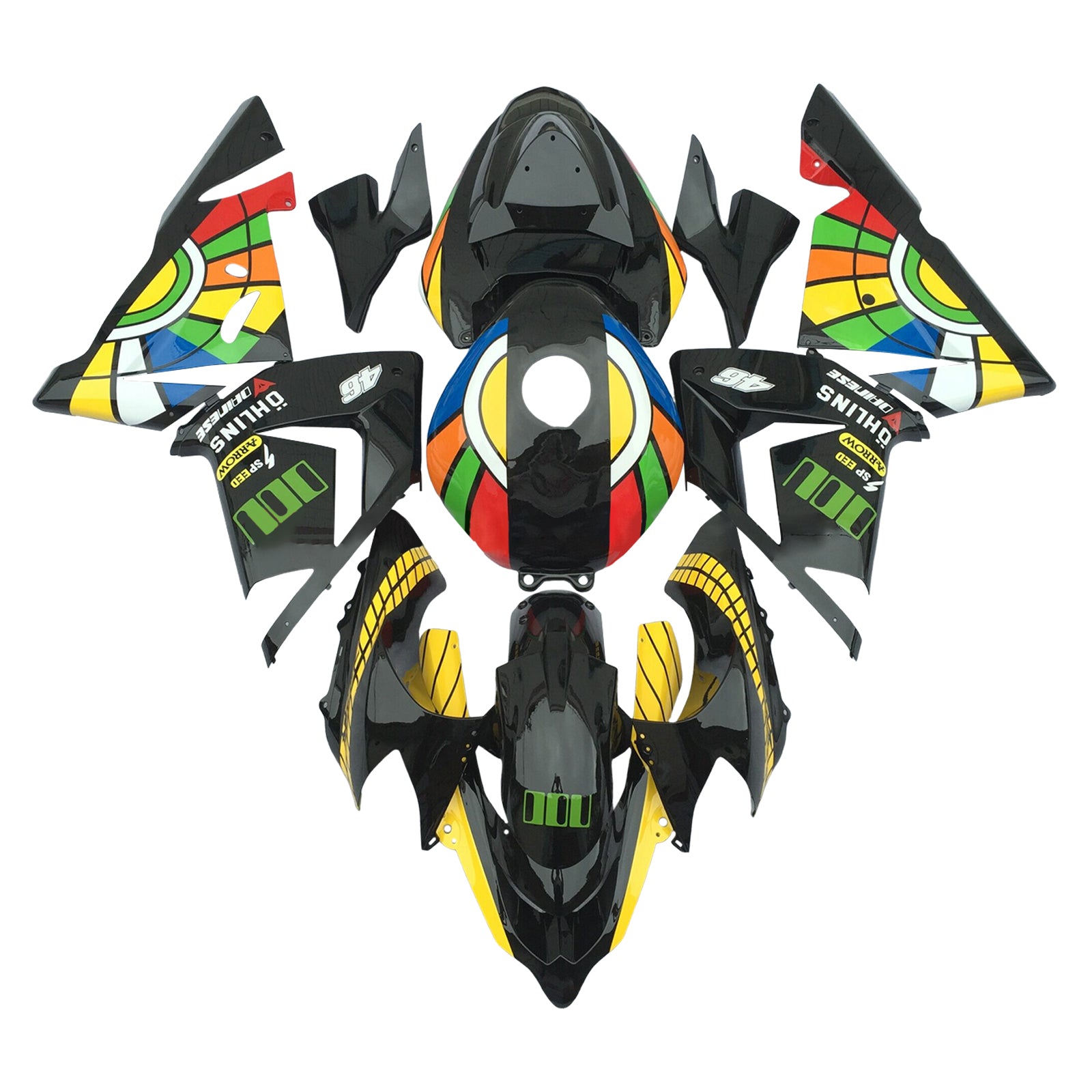 Amotopart 2004-2005 Kawasaki ZX10R Black Yellow Fairing Kit