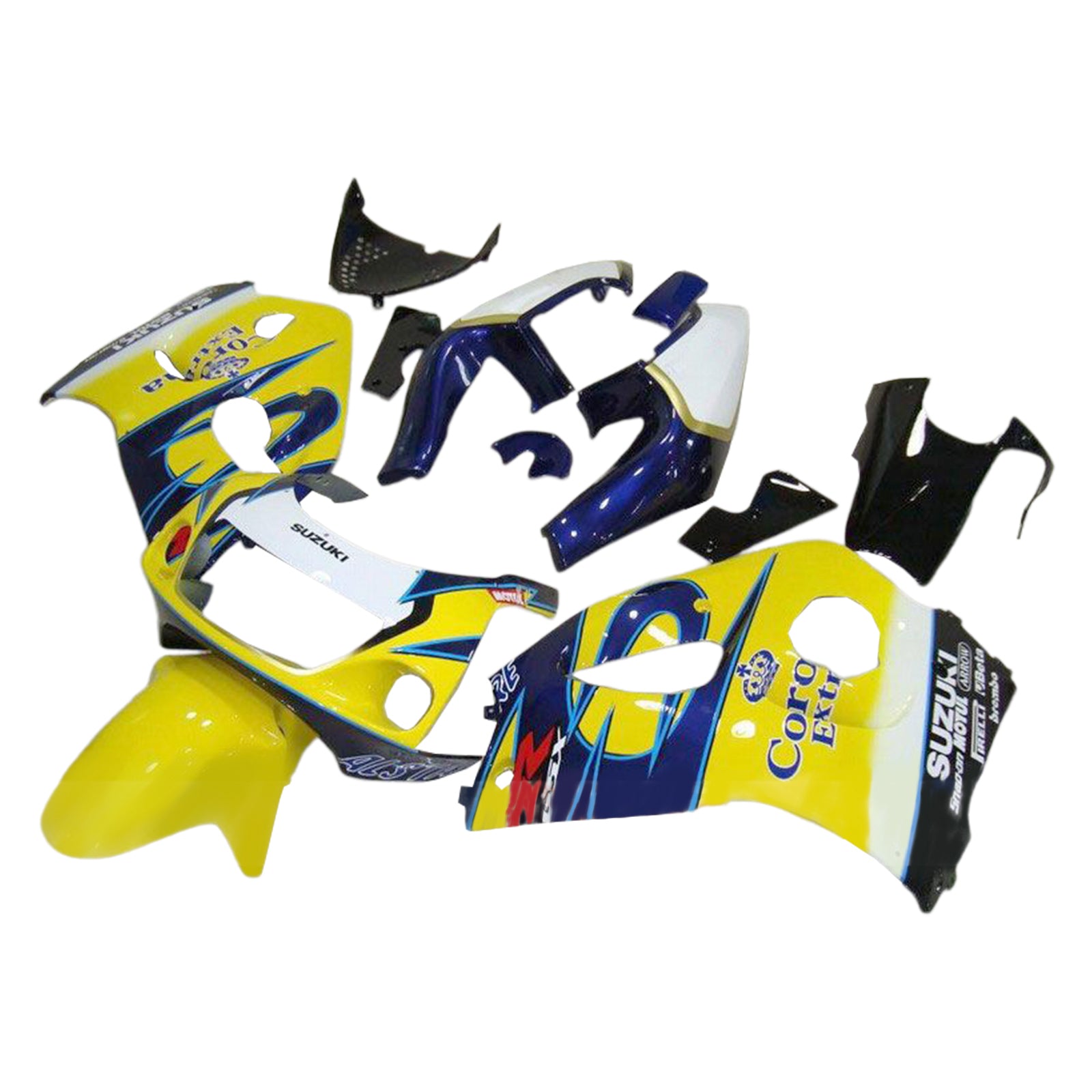 Amotopart GSXR600 1996-2000 GSXR750 1996-1999 Suzuki Yellow&Blue Fairing Kit