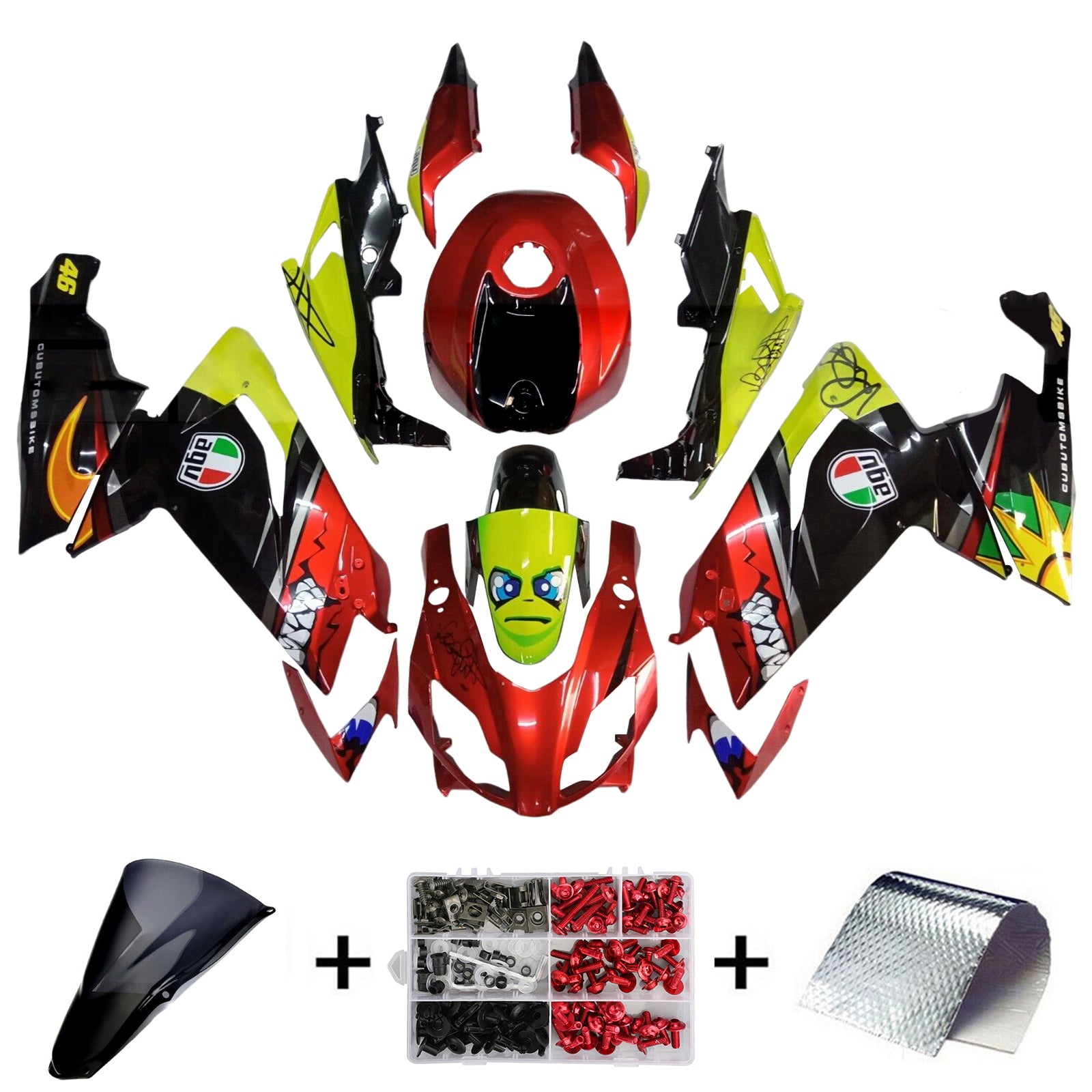 Amotopart 2012-2016 RS4 125 50 Kit de carénage Aprilia rouge et jaune