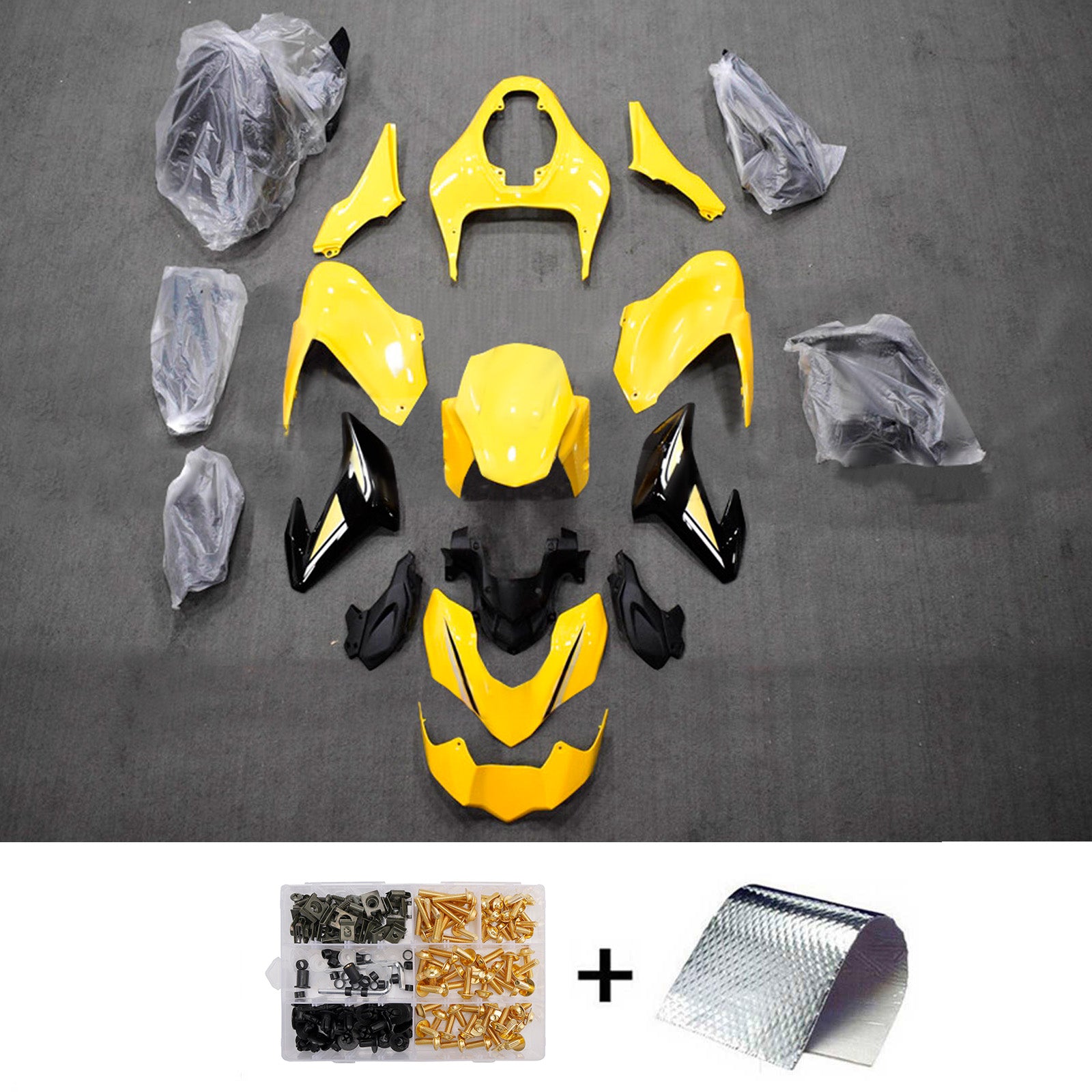 Amotopart 2017-2019 Kawasaki Z900 Yellow Black Fairing Kit