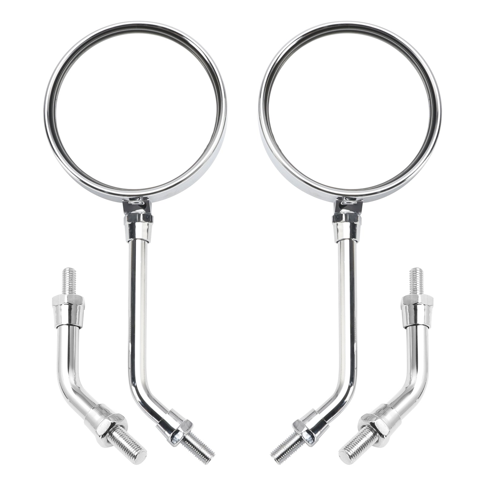 Set of 2 Universal Chrome Round Mirrors - 10MM With Long & Short Stem For Suzuki