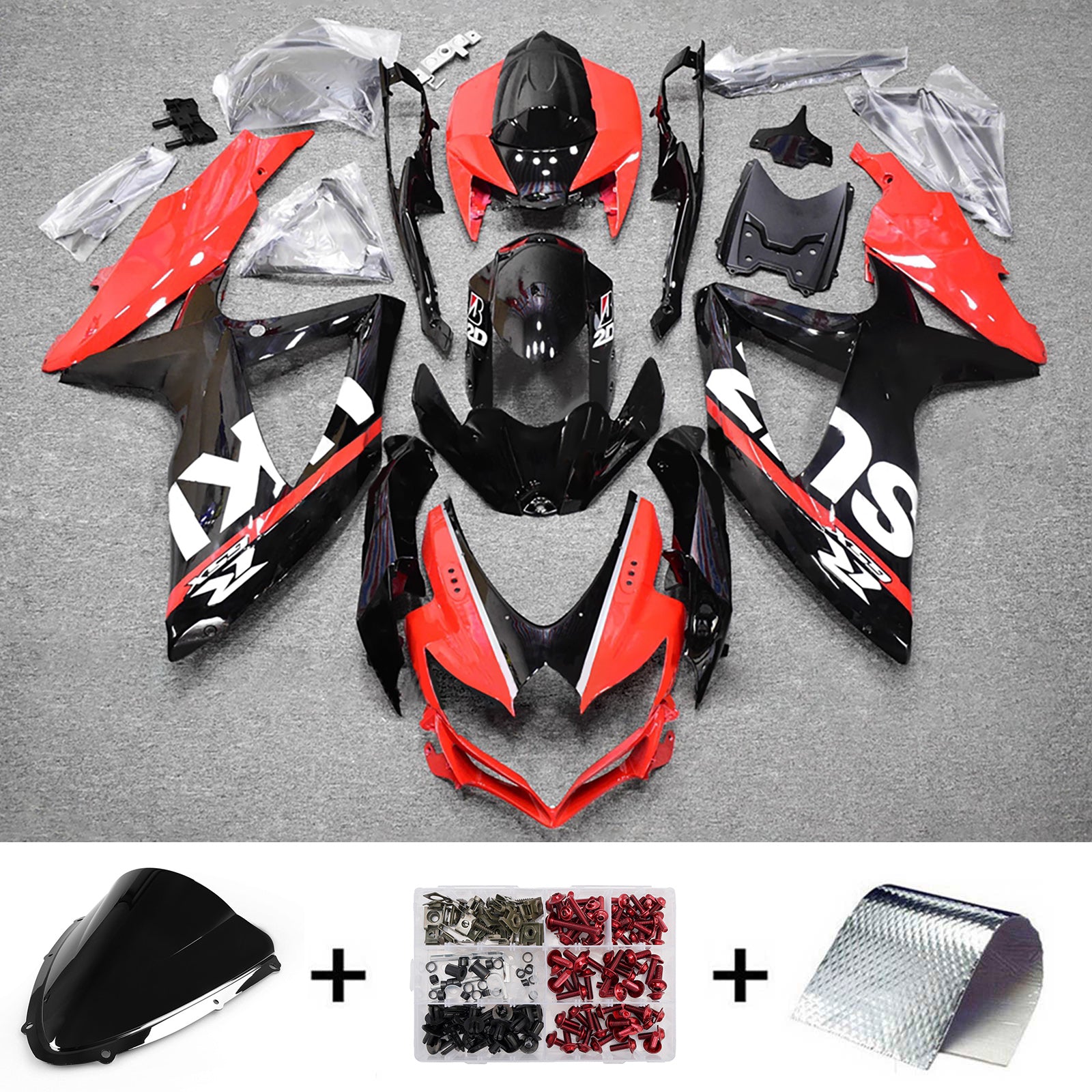 Amotopart 2008-2010 Suzuki GSXR 600/750 Red Black White Fairing Kit