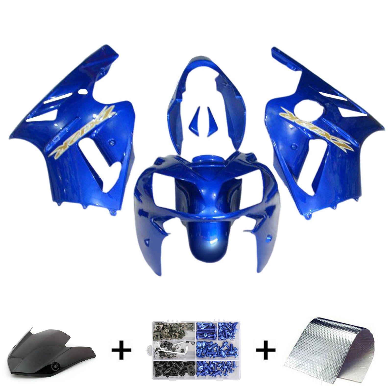 Amotopart 2002-2005  Kawasaki ZX12R Blue & Gold Fairing Kit