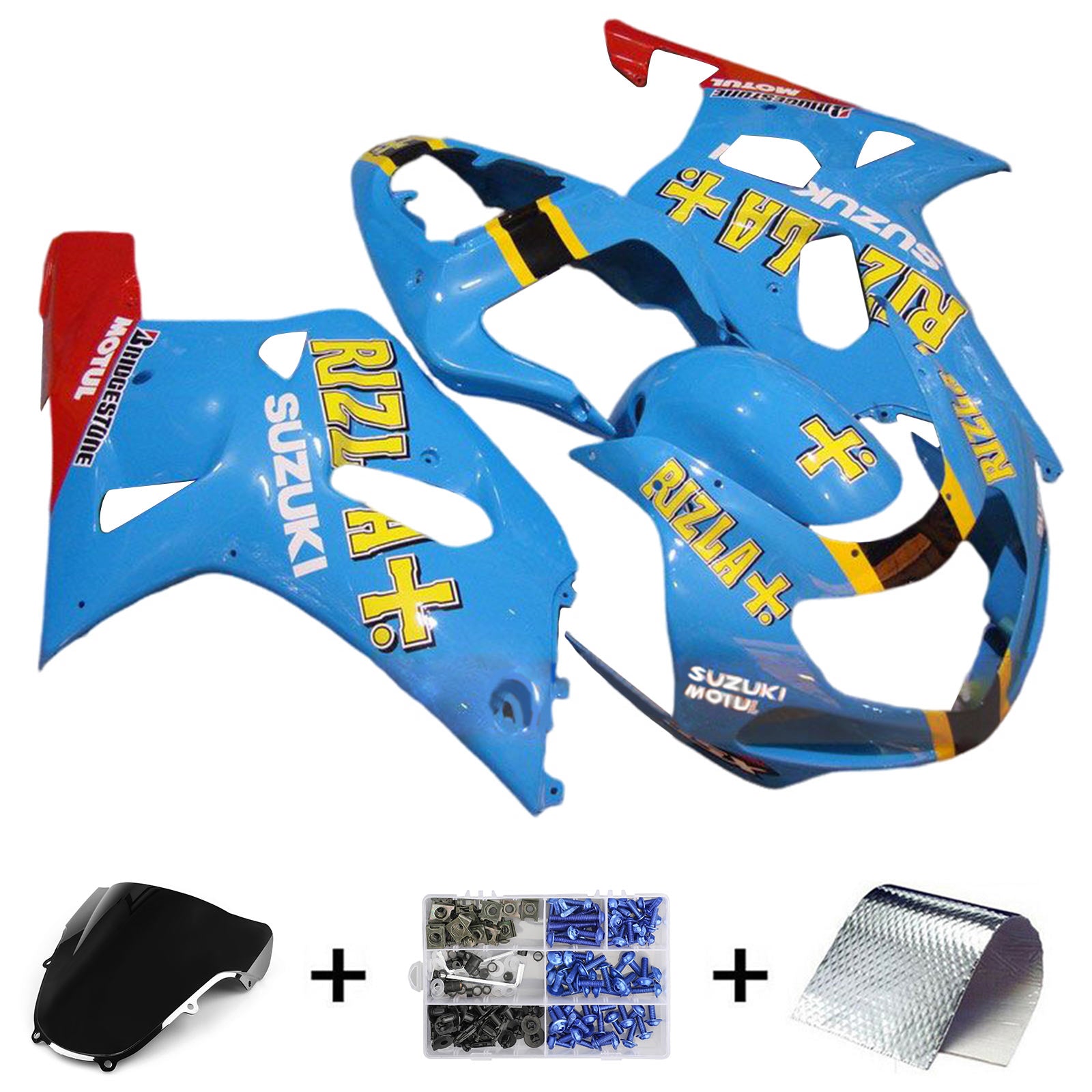 Amotopart 2000-2002 K1 K2 GSXR1000 Suzuki Blue&Yellow Style4 Fairing Kit