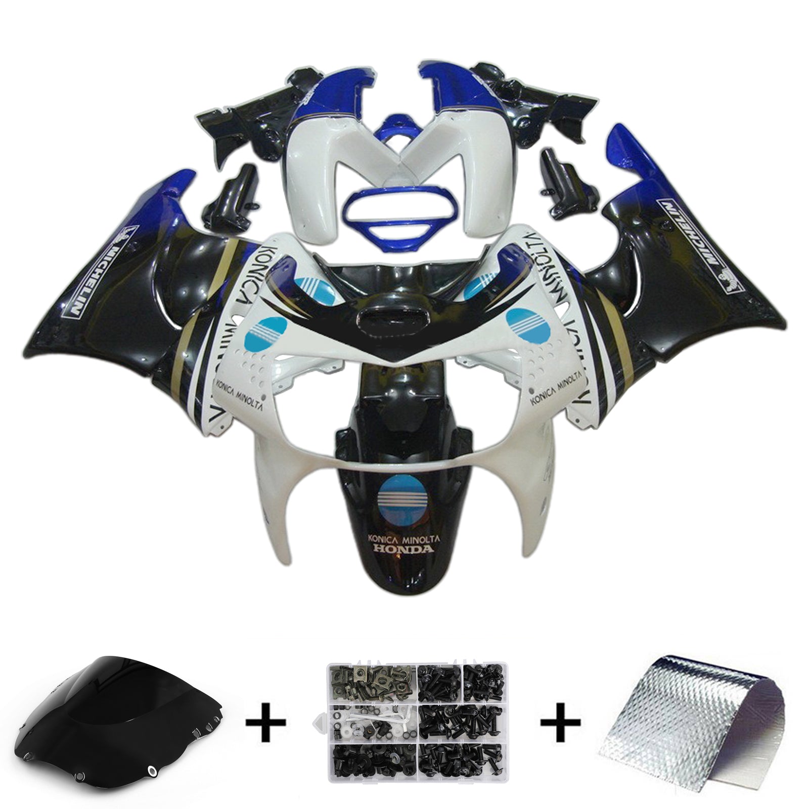 Amotopart 1998-1999 Honda CBR900RR 919 Black White Fairing Kit