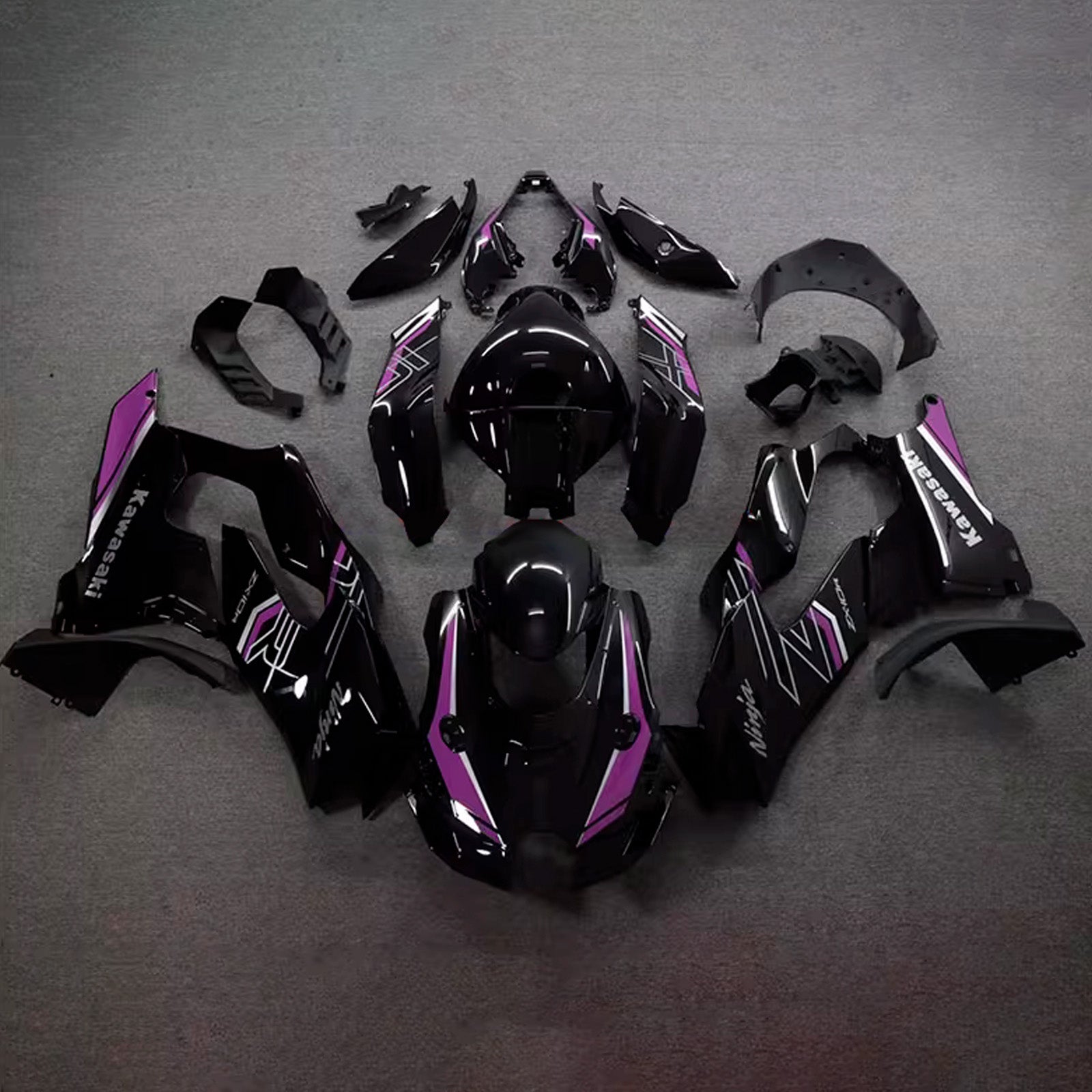 Amotopart 2021-2025 Kawasaki ZX-10R/ZX-10RR Black Purple Fairing Kit