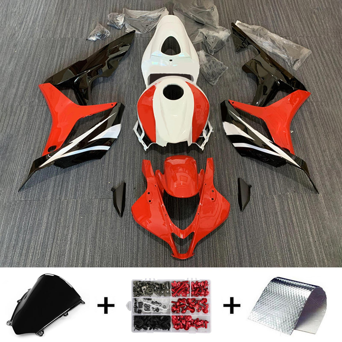 Amotopart 2007-2008 Honda CBR600RR Kit de carenado rojo negro blanco