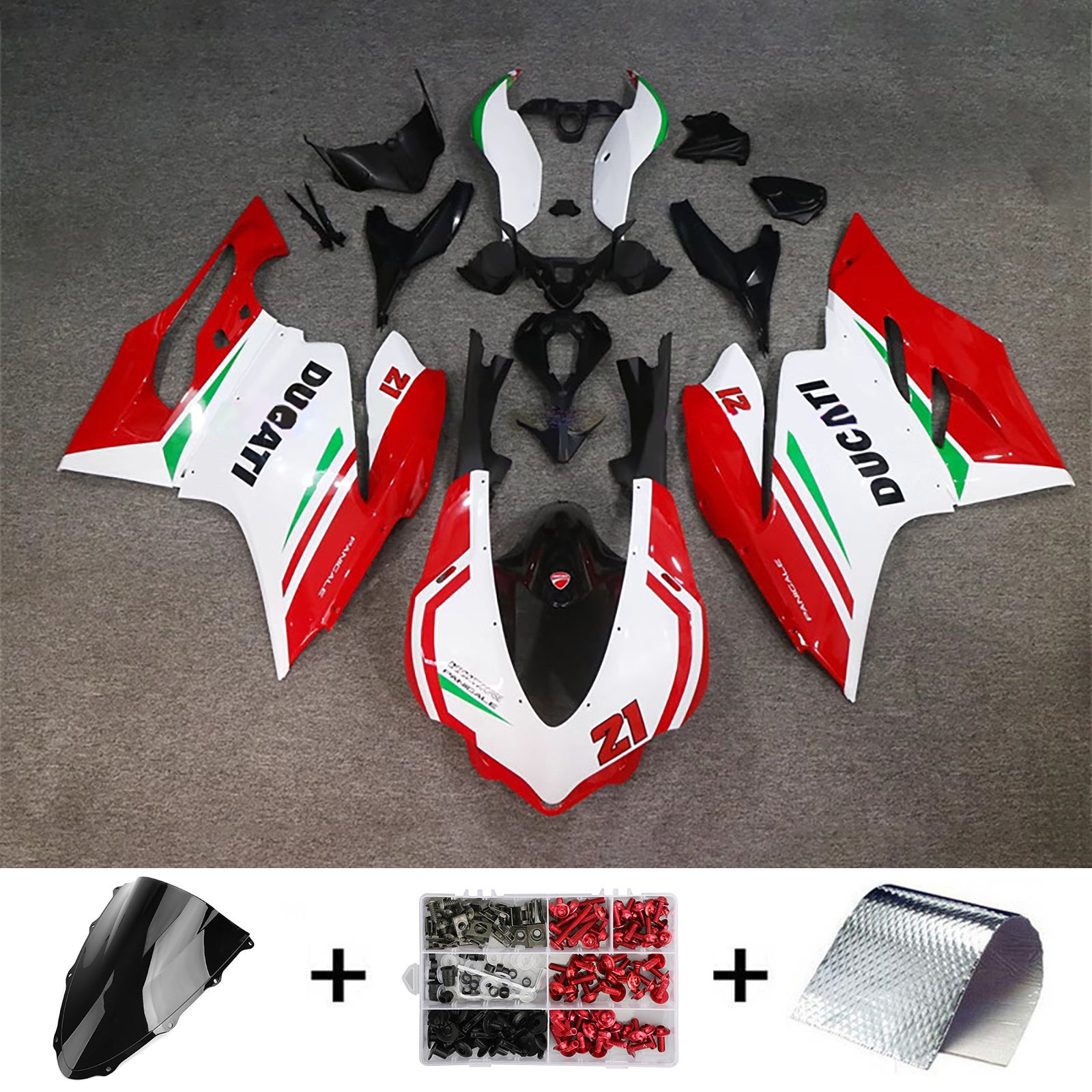 Amotopart 2015-2020 Ducati 1299/959 Glossy White Red Fairing Kit