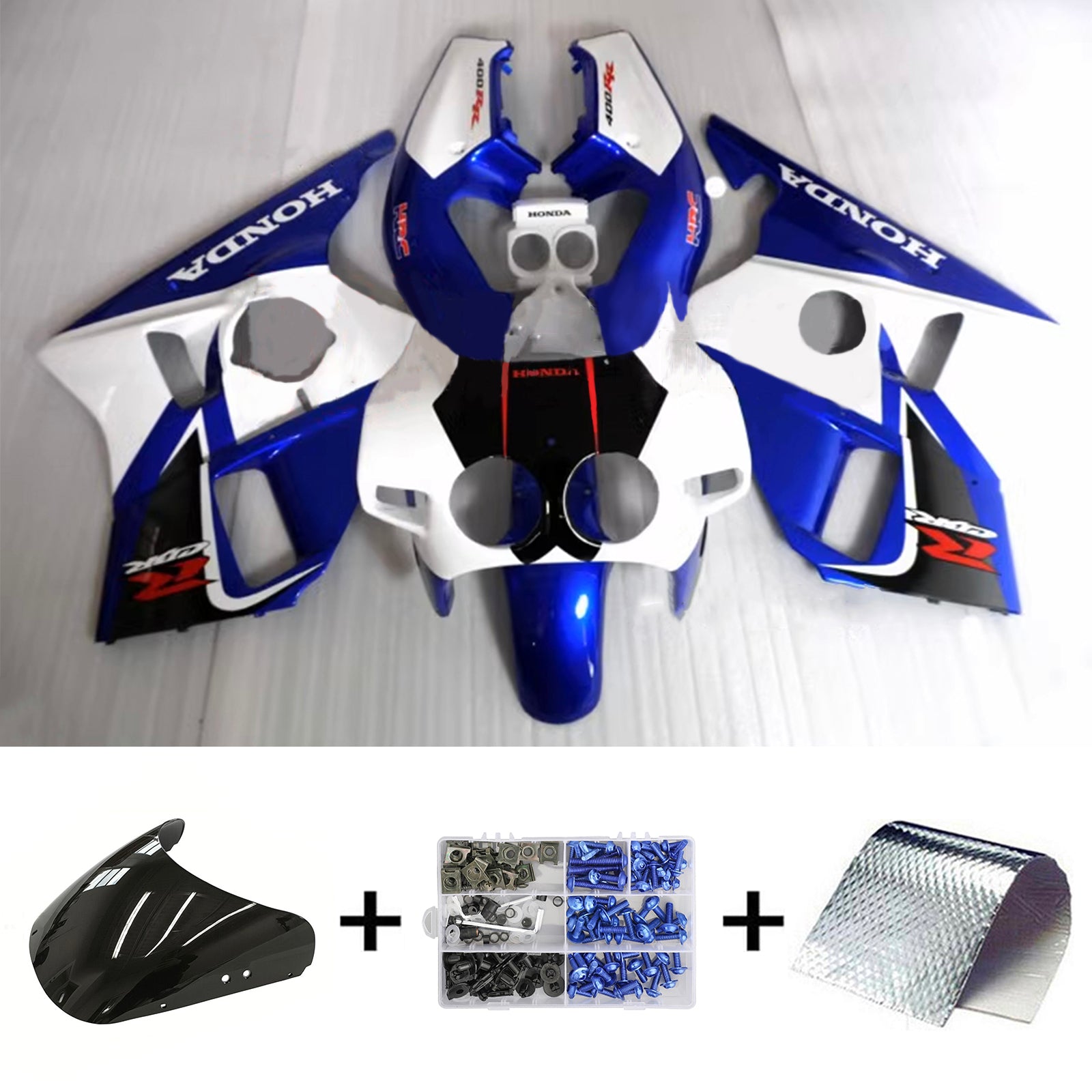 Amotopart 1987-1989 Honda CBR400RR NC23 Fairing Blue&White Kit