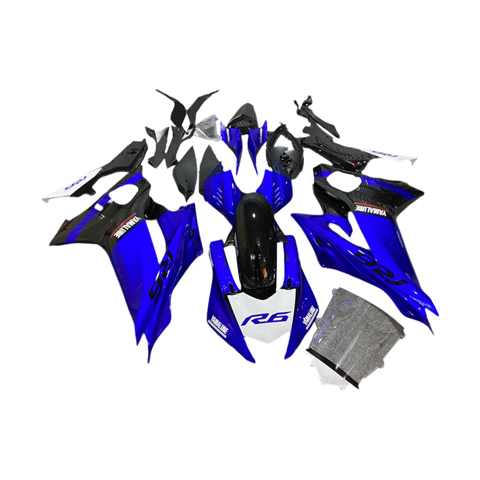 Kit de carénage Amotopart Yamaha YZF-R6 2017-2023 bleu Style8