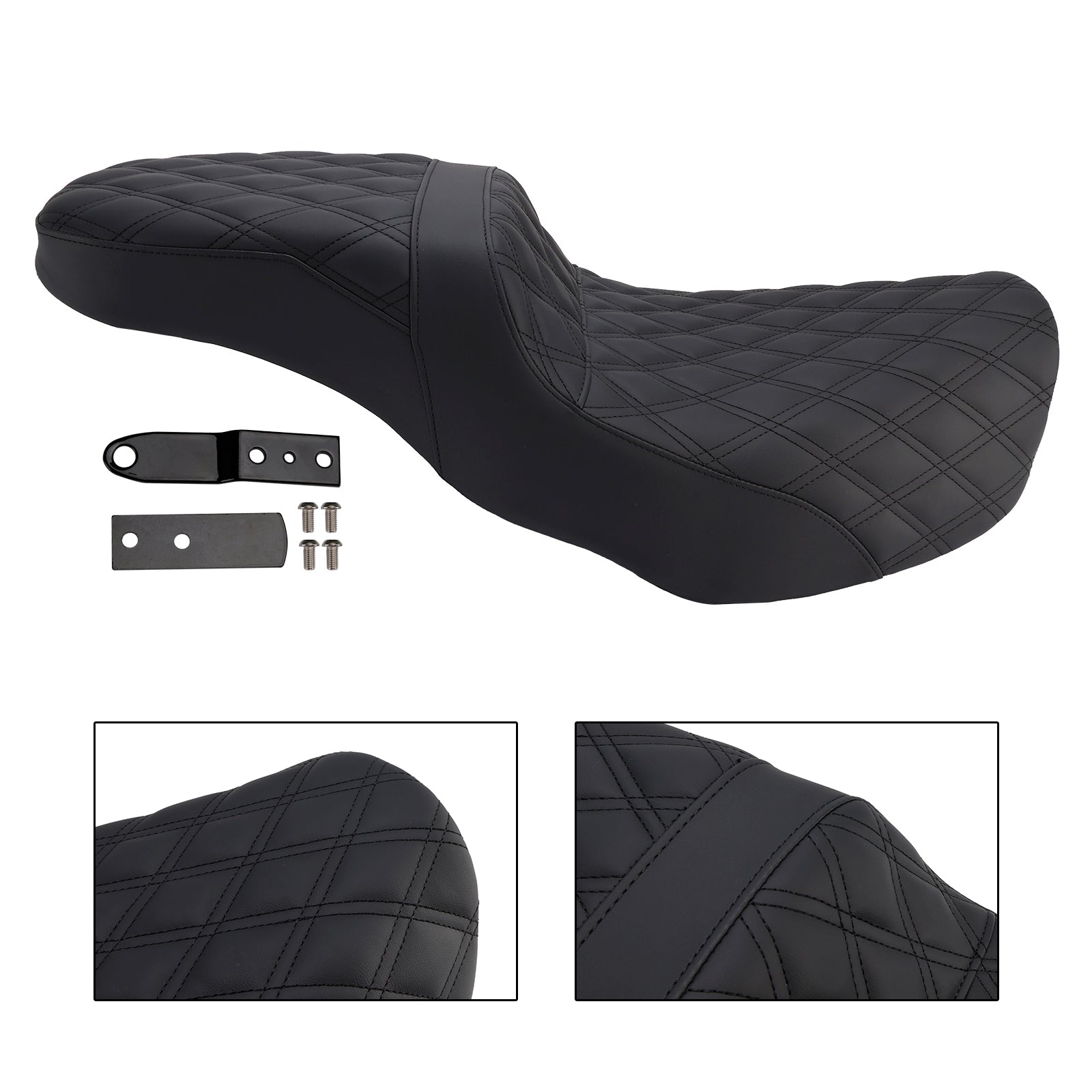 06-17 Dyna Fxd Fld Fat Boy Ribbed Complete Cushion Rider Passenger Seat Fits