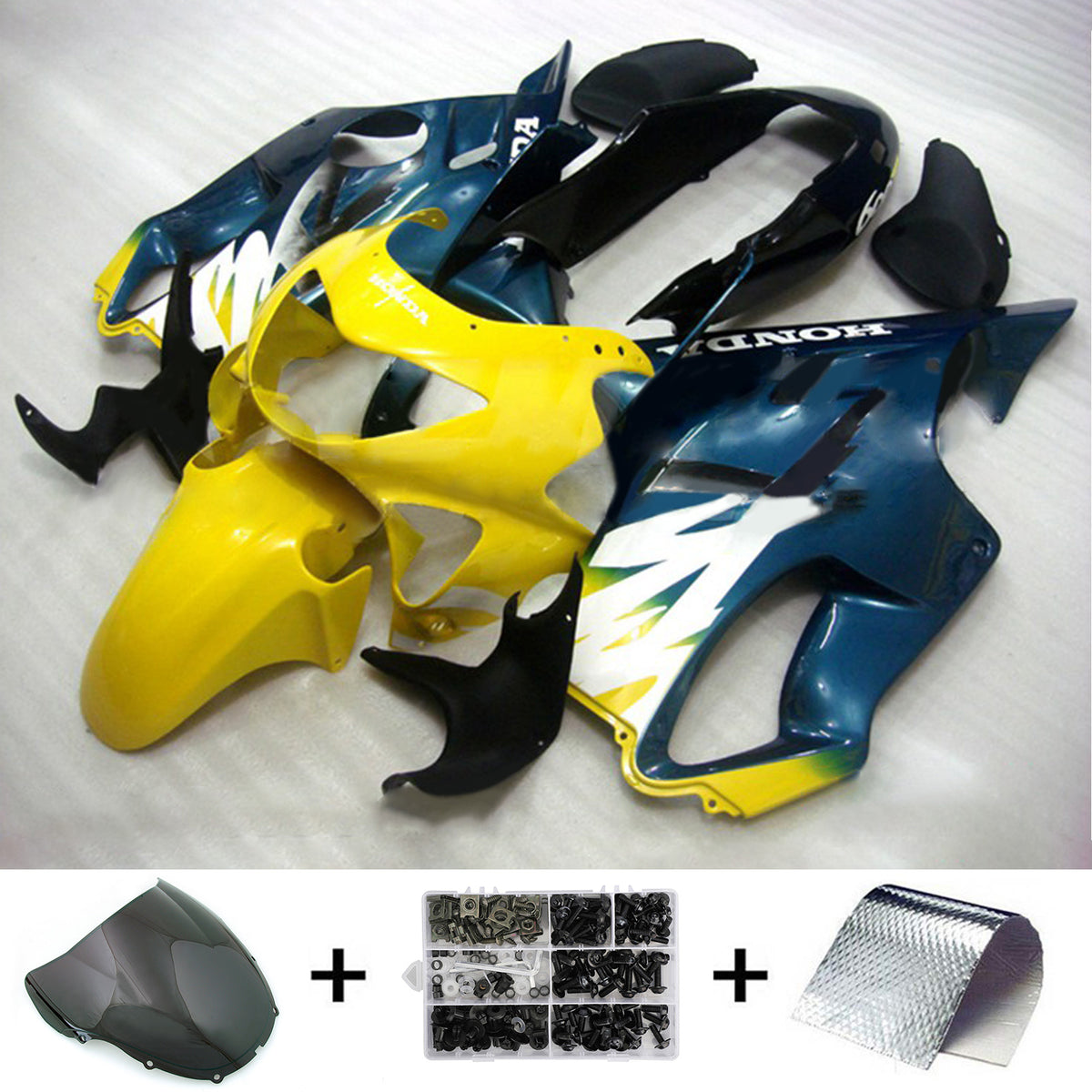 Amotopart 1999-2000 CBR600 F4 Honda Kit de carenado degradado amarillo y azul