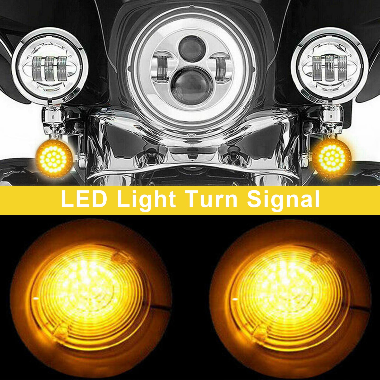 Dyna Touring Street Road Glide 883 Amber 1156 Rear LED Turn Signal Insert Lights