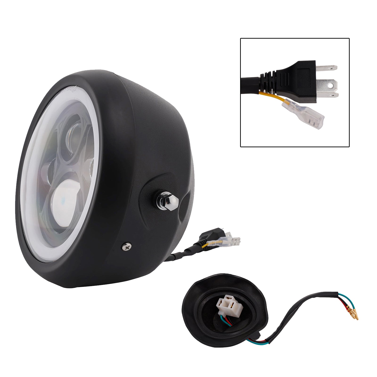7.5" Motorcycle Spotlight Headlight Led 4000lm For Cruise Cafe Racer Chrome