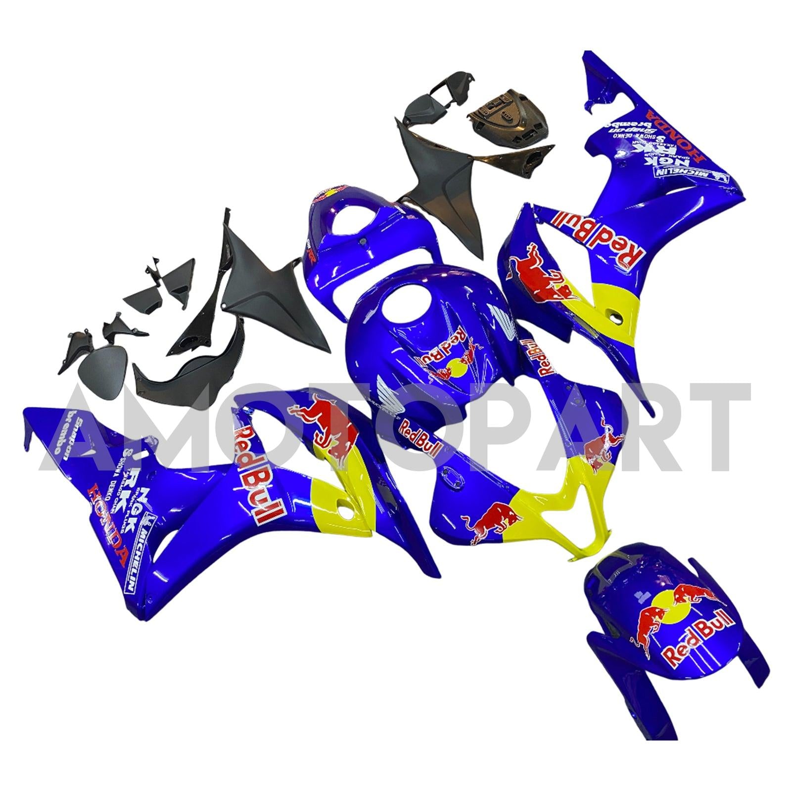 Amotopart 2007-2008 Honda CBR600RR Blue Yellow Fairing Kit