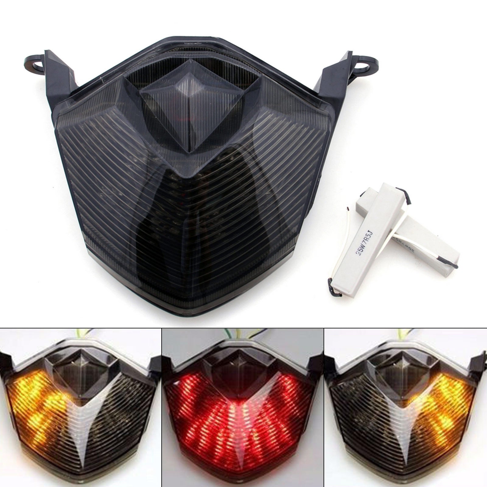 Integrierte LED-Rücklicht-Blinker für Kawasaki Z750 Z1000 ZX6R ZX10R, klar