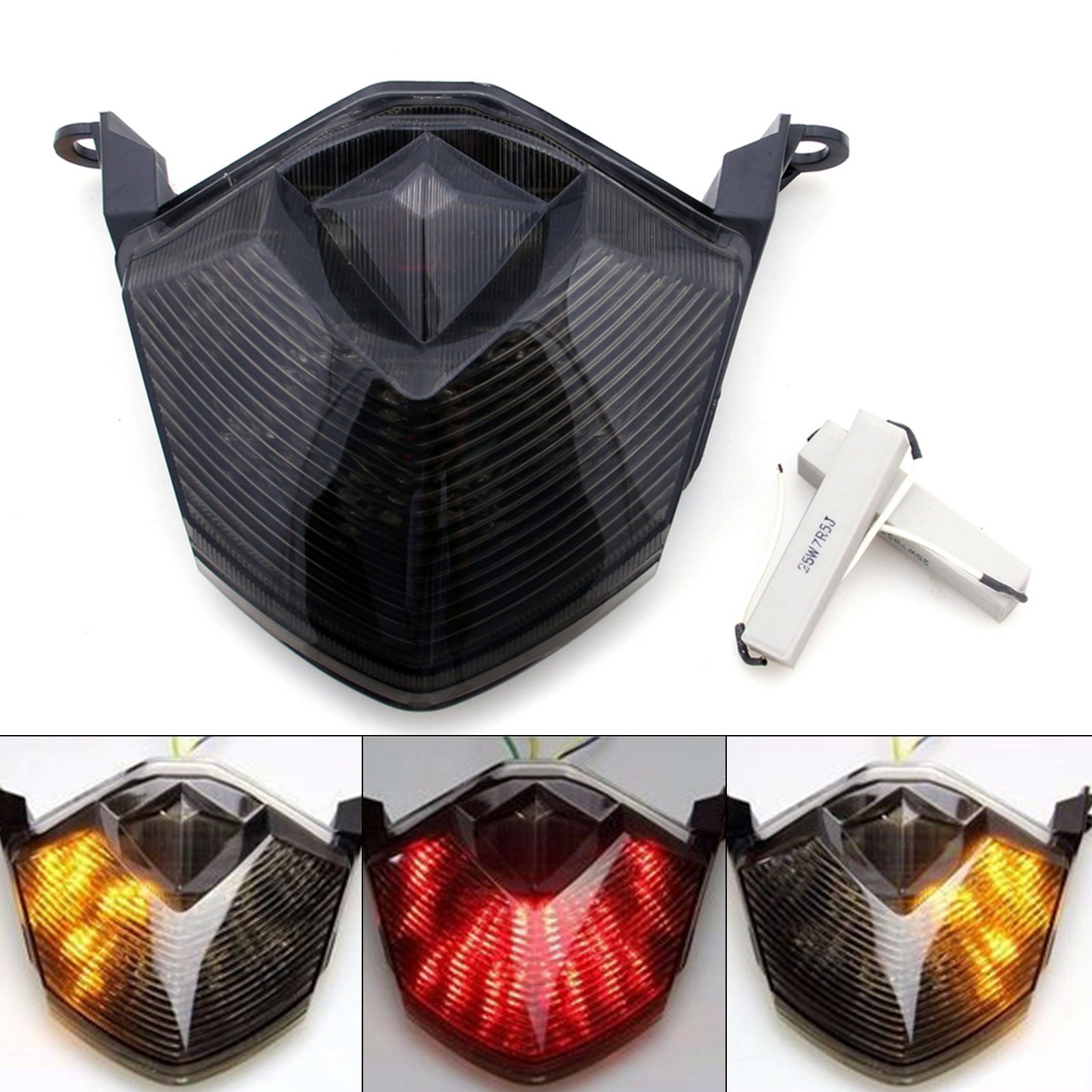 Integrated LED TailLight Turn Signals for Kawasaki Z750 Z1000 ZX6R ZX10R Clear
