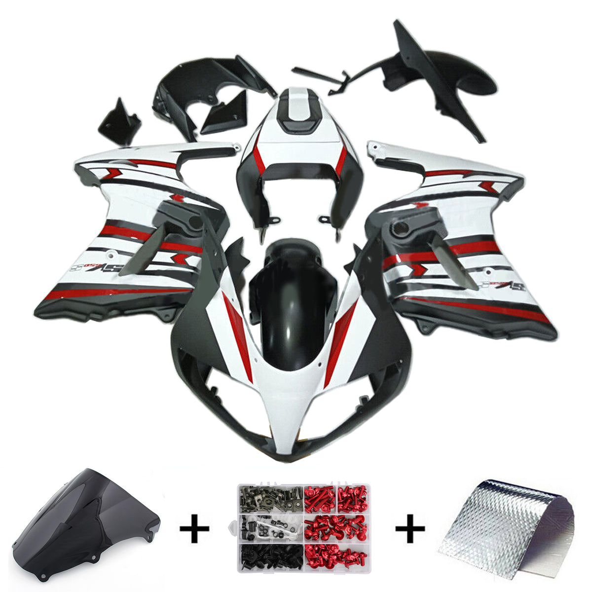 Amotopart 2003-2013 SV650 Suzuki Red&White Fairing Kit