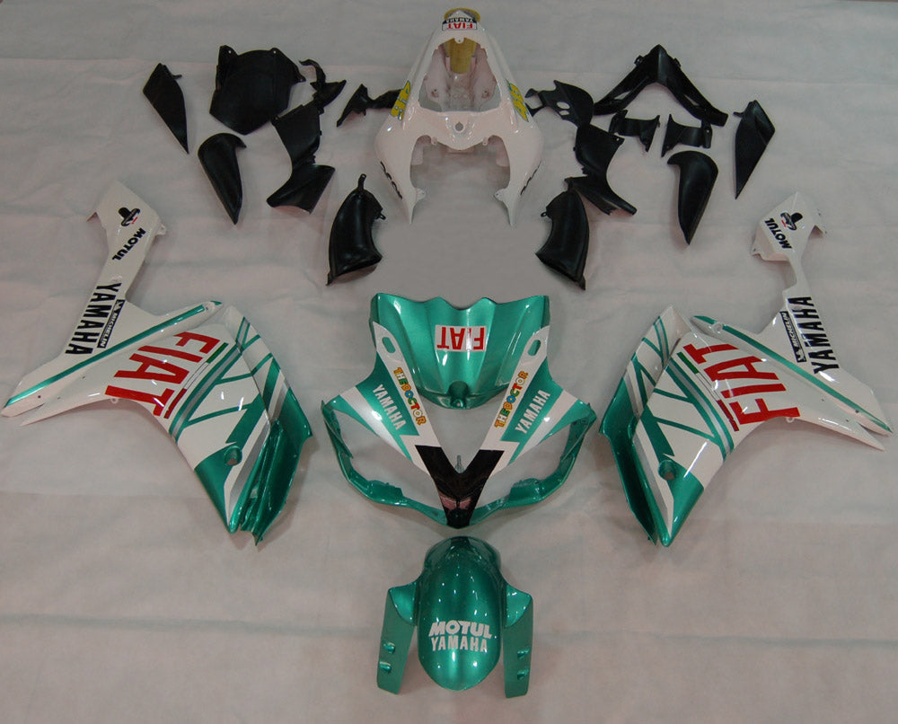 Amotopart 2007-2008 ヤマハ YZF 1000 R1 グリーン&ホワイト フェアリングキット