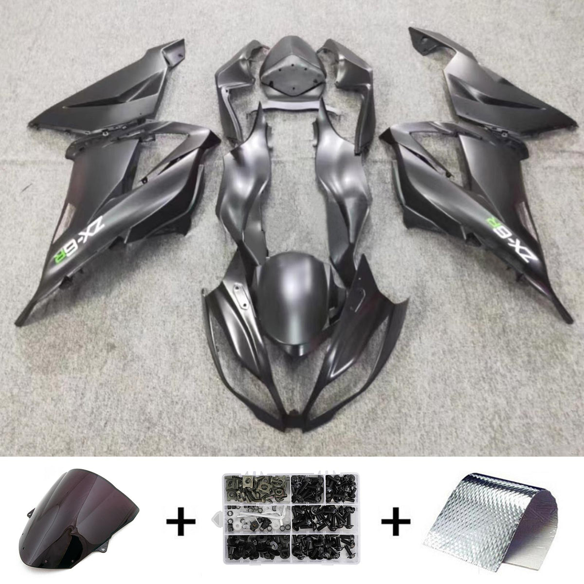 Amotopart Kawasaki ZX6R 636 2013-2018 ブラック フェアリングキット