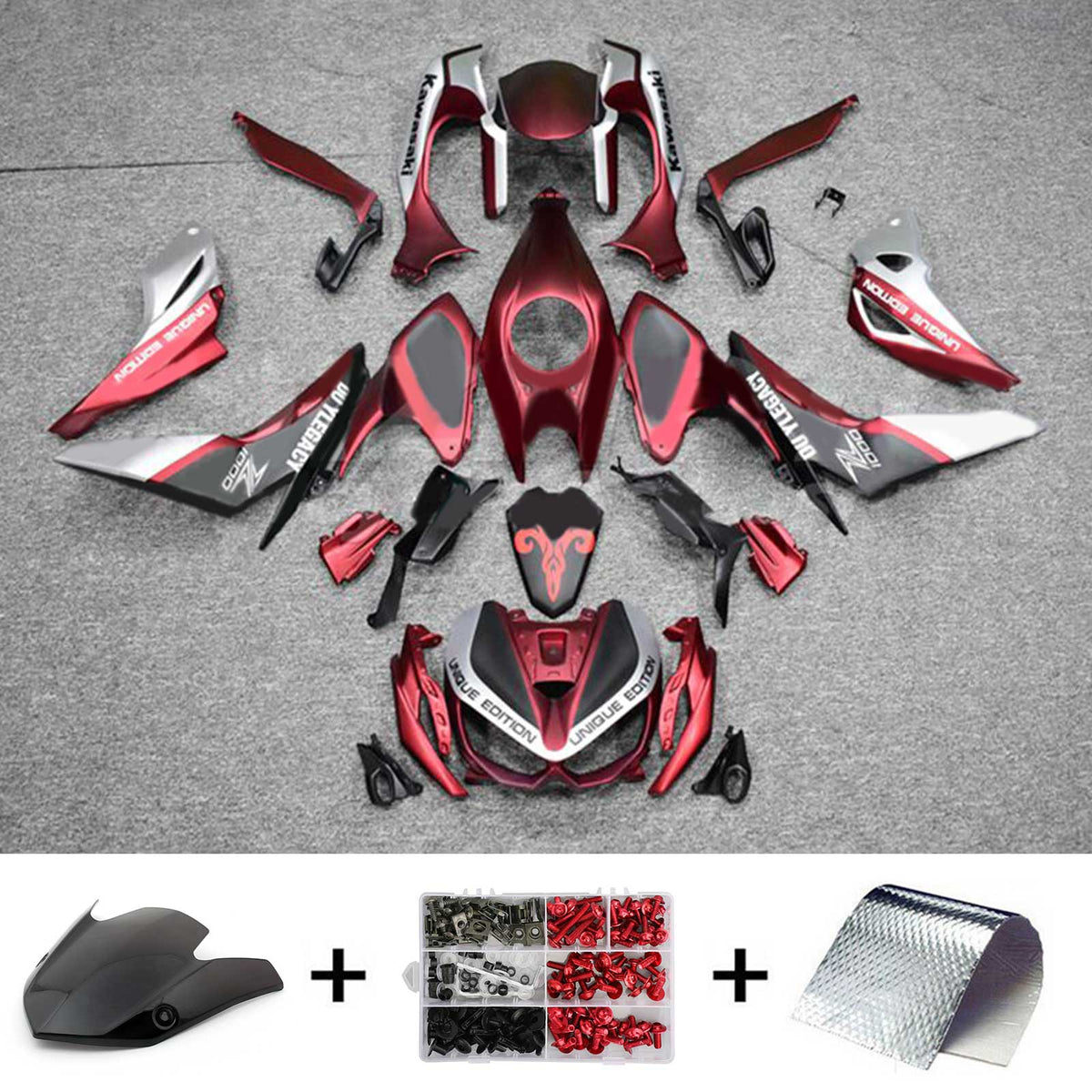 Amotopart 2014-2017 Z1000 Kawasaki Kit de carenado rojo y negro Style2