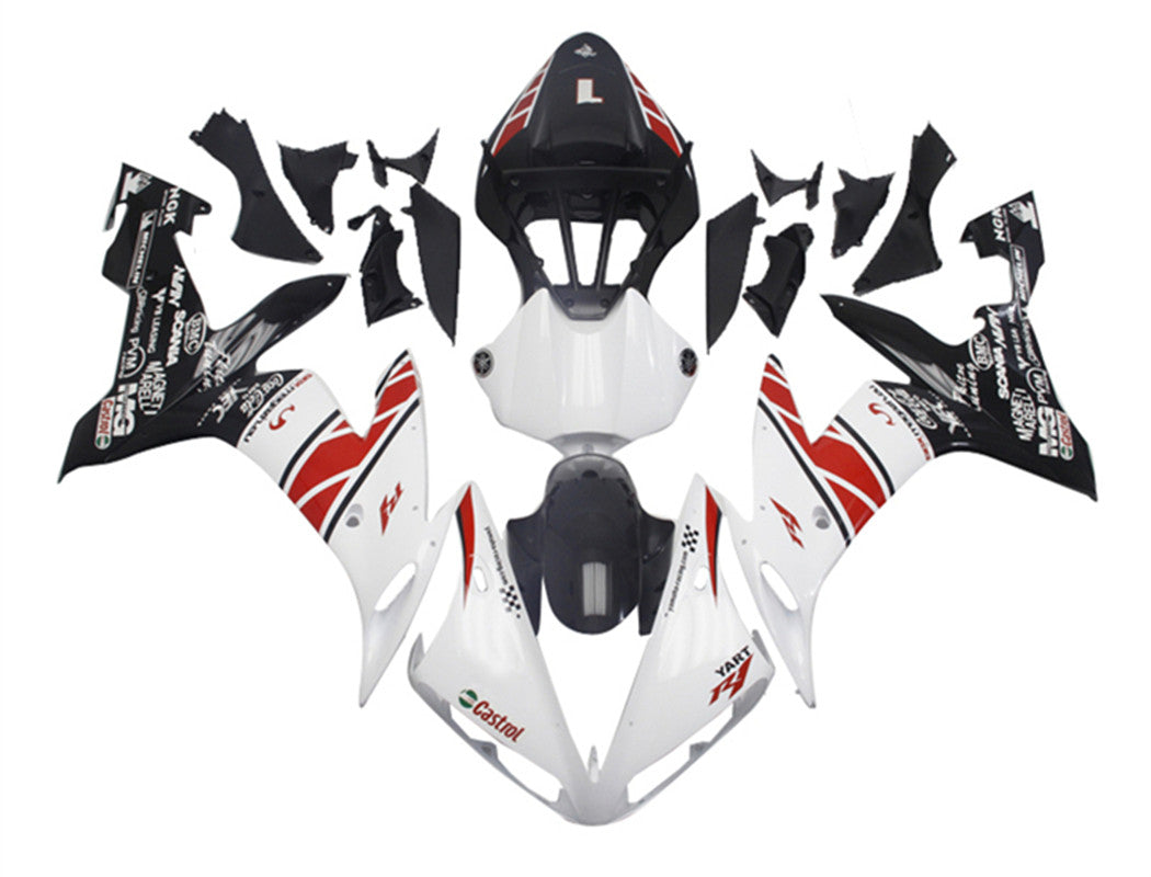 Amotopart Yamaha YZF 1000 R1 2004-2006 Kit de carénage blanc et rouge avec logo