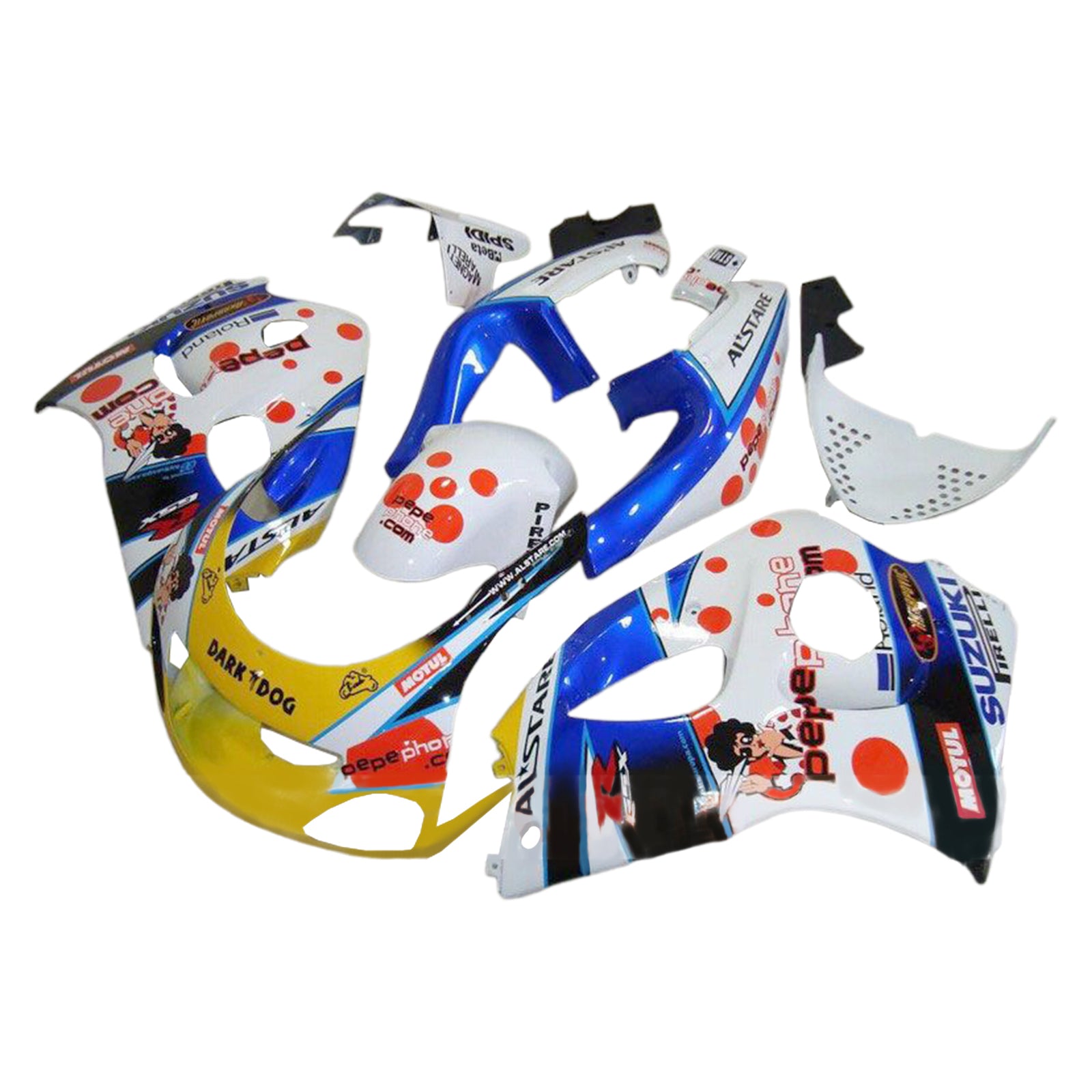 Amotopart GSXR600 1996-2000 GSXR750 1996-1999 Suzuki Blue&Yellow Fairing Kit