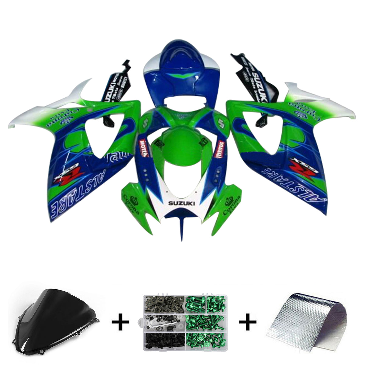 Amotopart 2006-2007 K6 GSXR 600/750 Suzuki Green&Blue Fairing kit