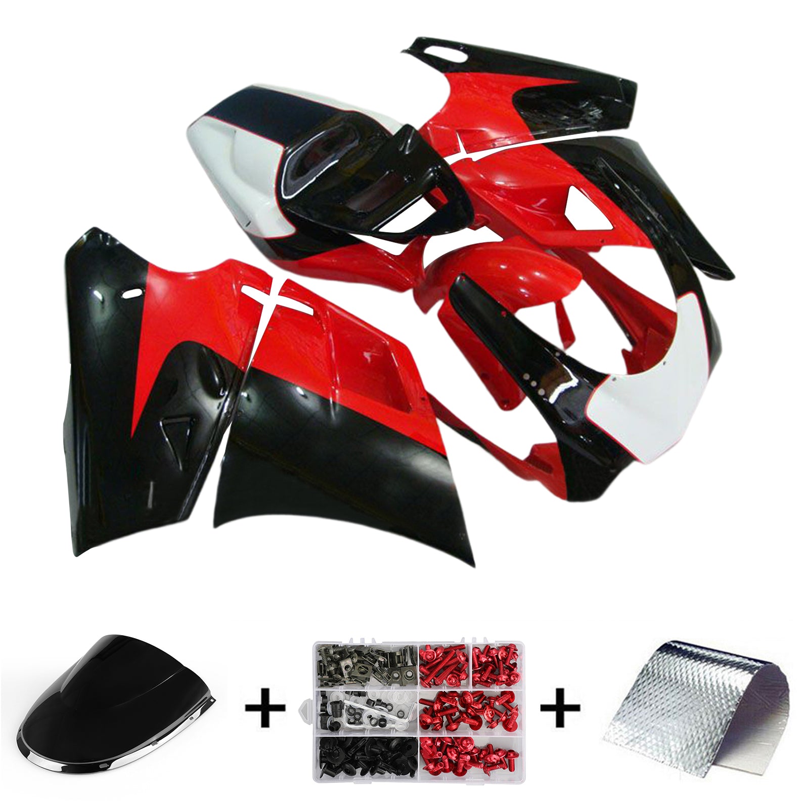 Amotopart Ducati 996 748 1996-2002 Kit de carénage rouge et noir Style1