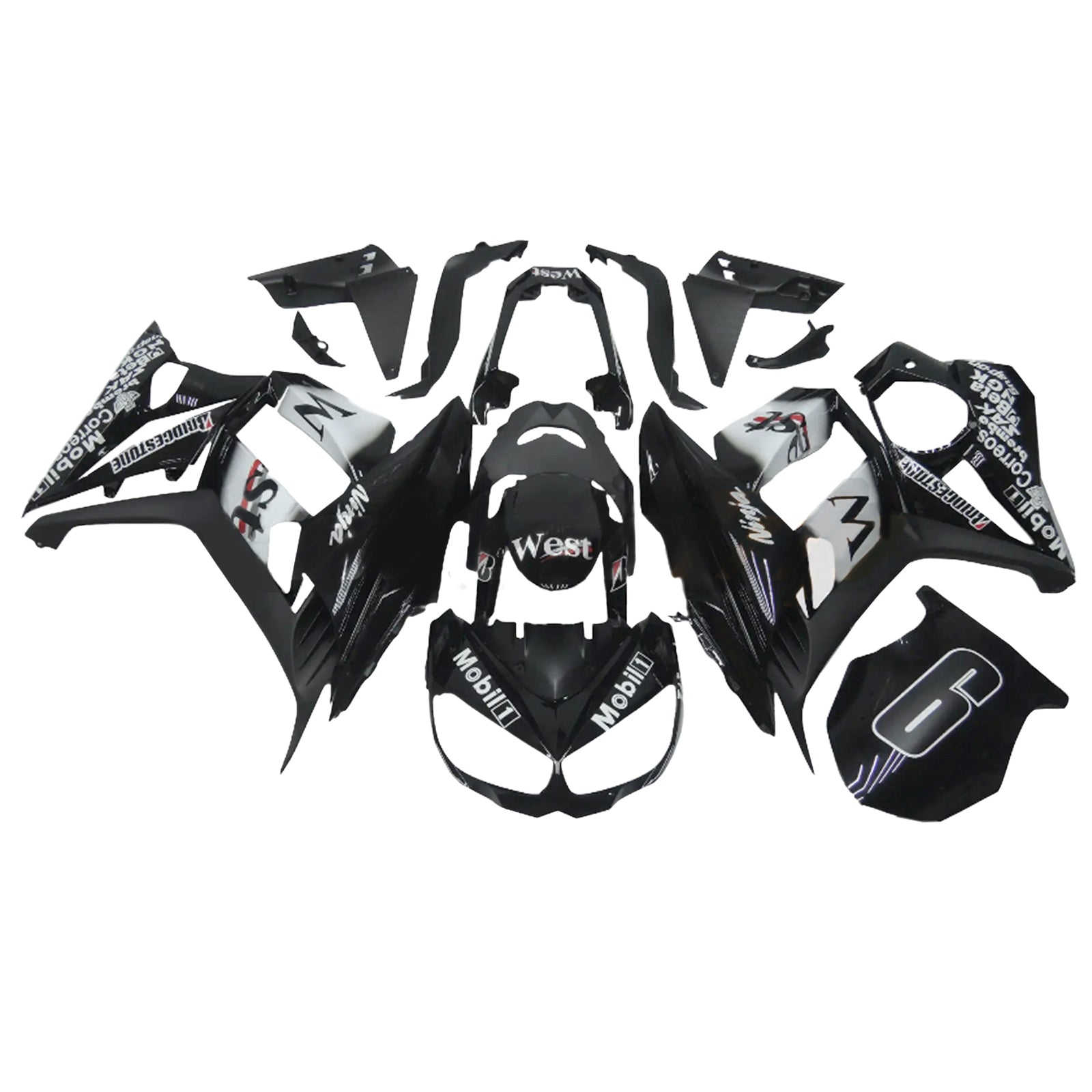 Amotopart 2010-2015 Kawasaki Z1000SX Kit de carenado blanco negro